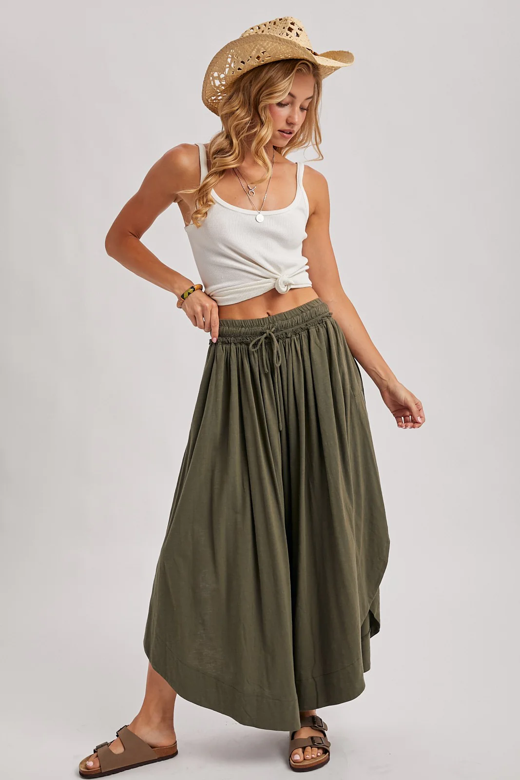 Olive Tulip Hem Super Wide Leg Maternity Pants - Image 5