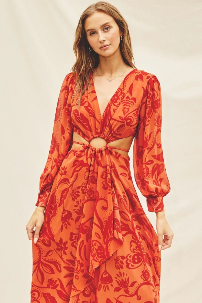 Orange O Ring Cutout Dress - Image 4
