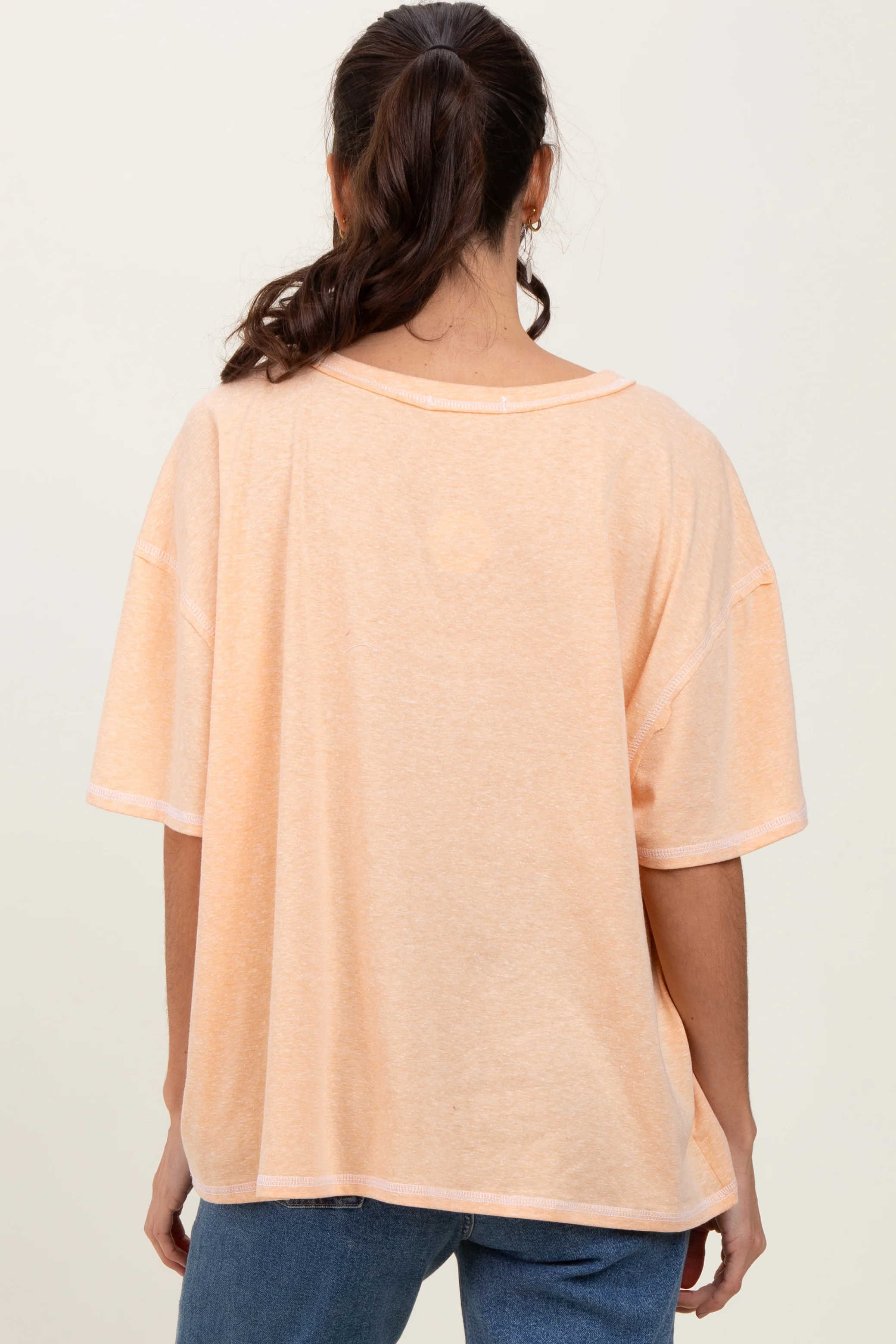 Peach Solid Tri-Blend Short Sleeve Tunic Top - Image 4