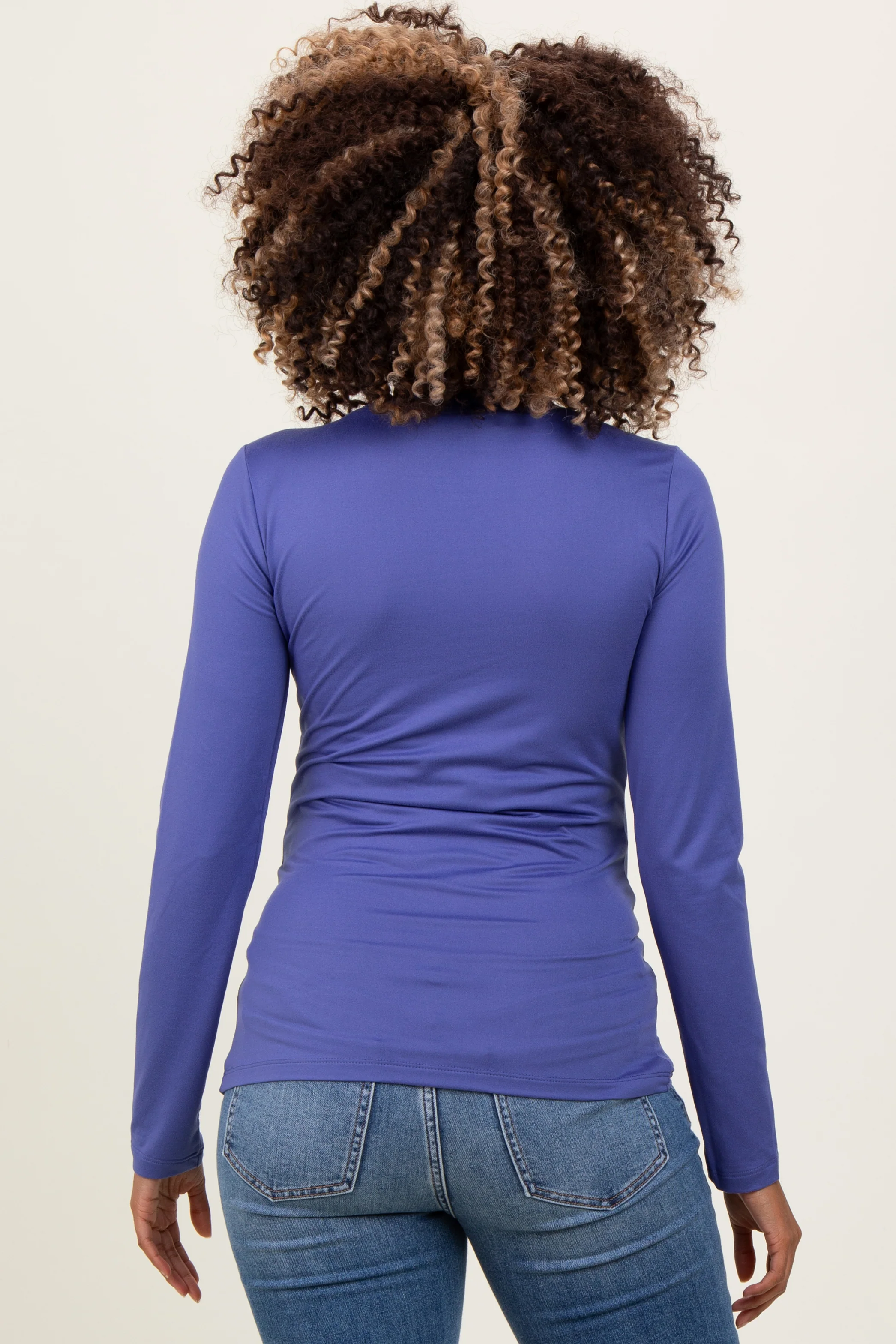 Periwinkle Basic Long Sleeve Maternity Top - Image 4