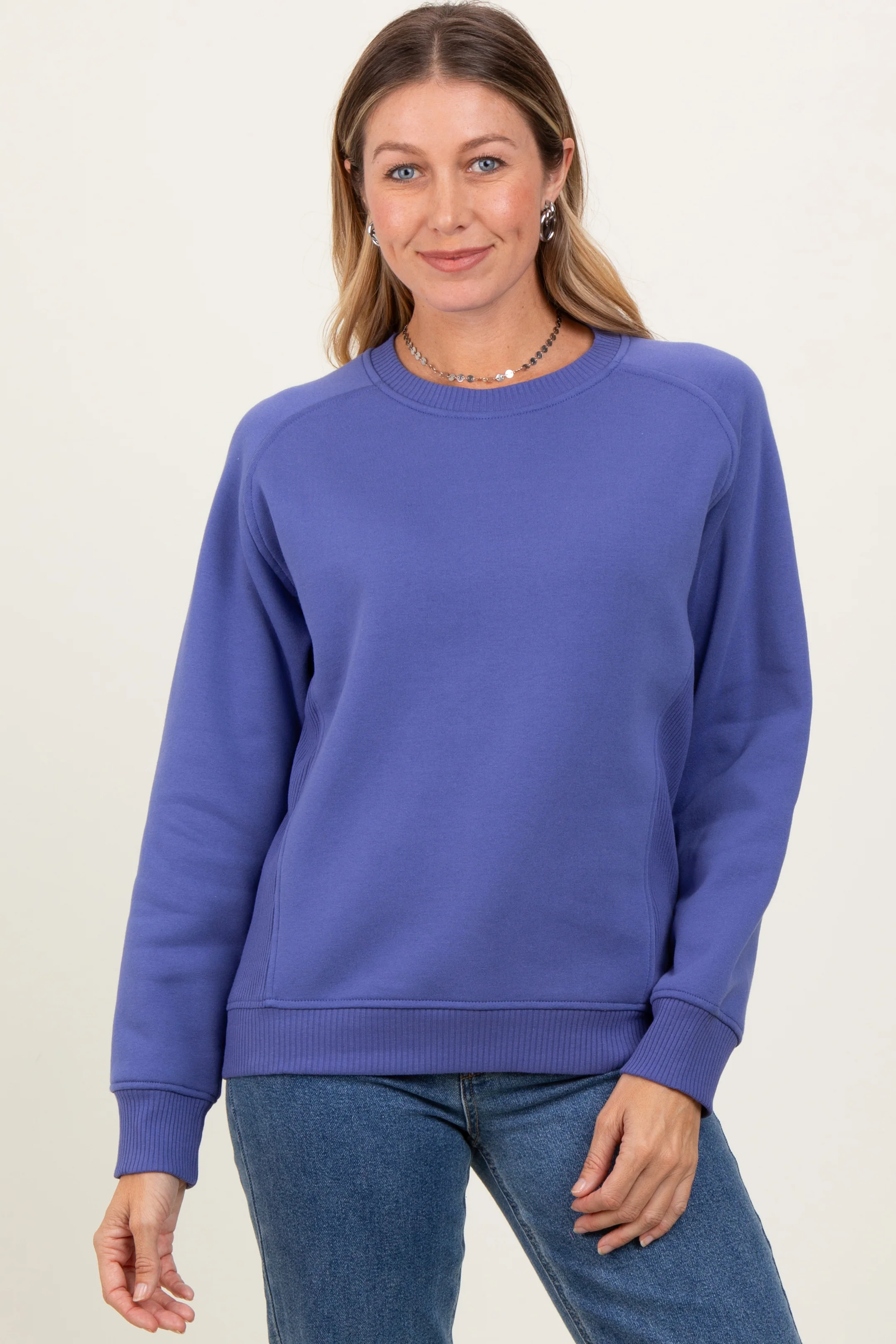 Periwinkle Fleece Maternity Sweatshirt - Image 5