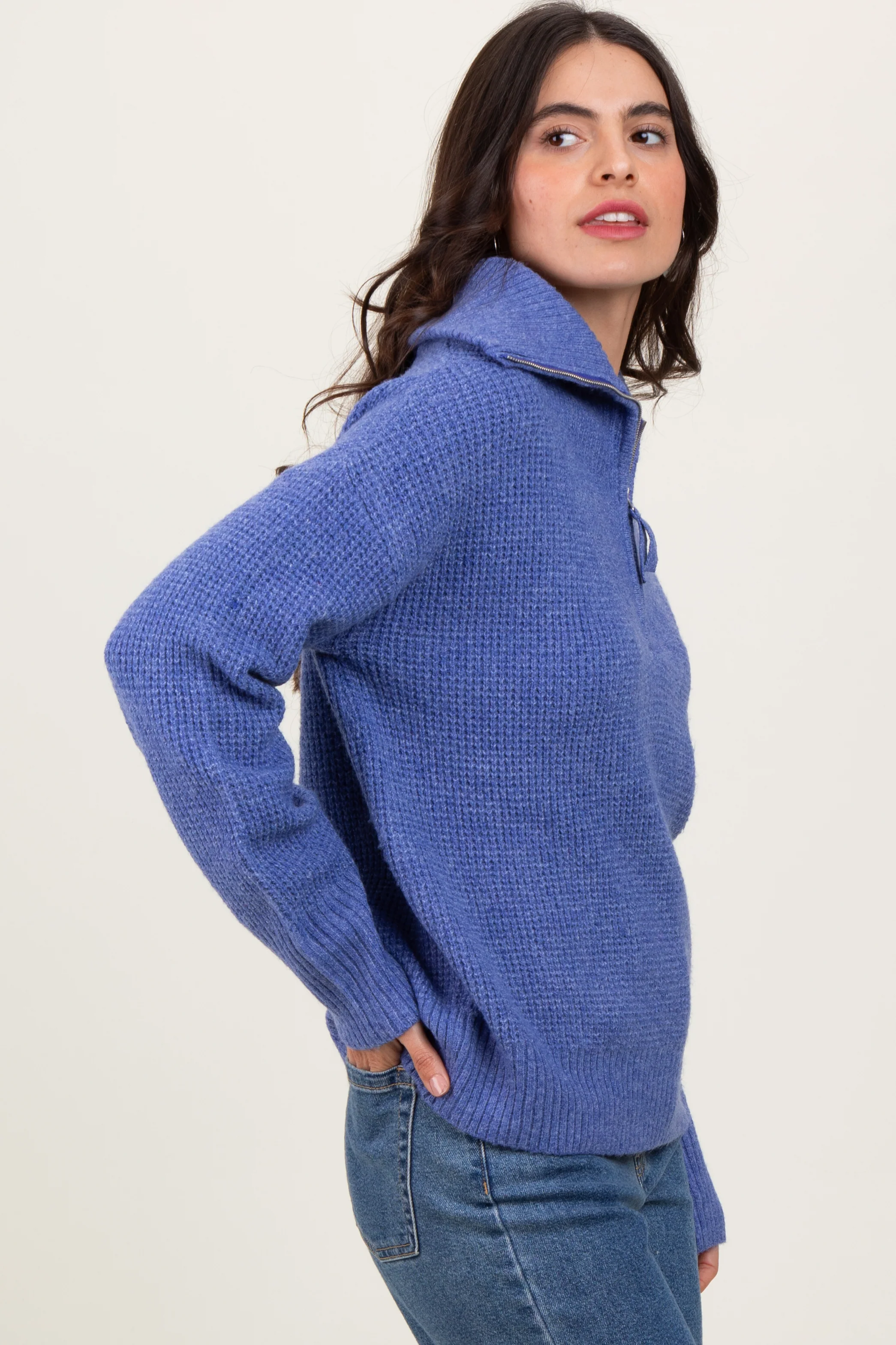 Periwinkle Half Zip Pullover Sweater - Image 2