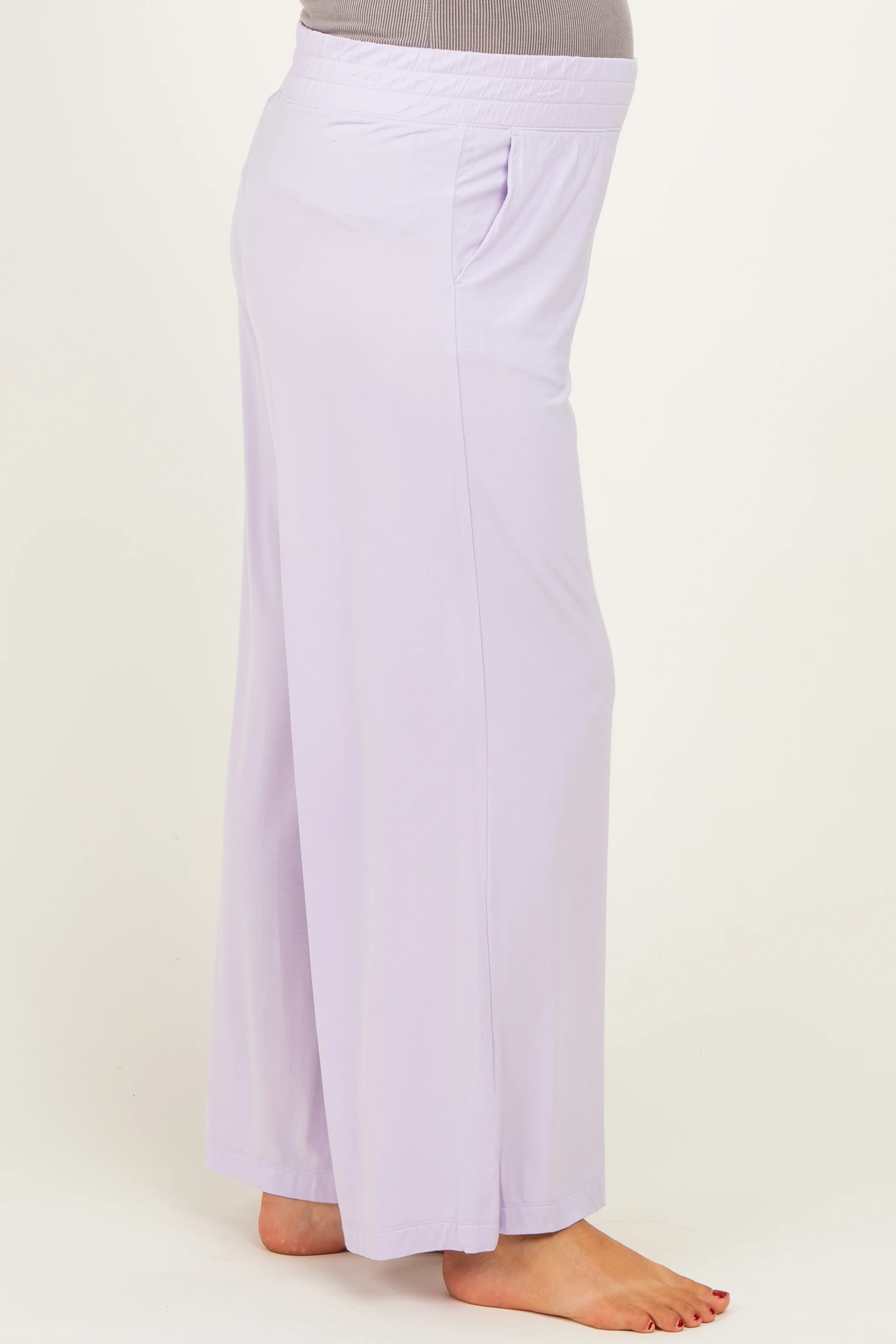 Petal Lilac Ankle Wide Leg Maternity Pants - Image 3