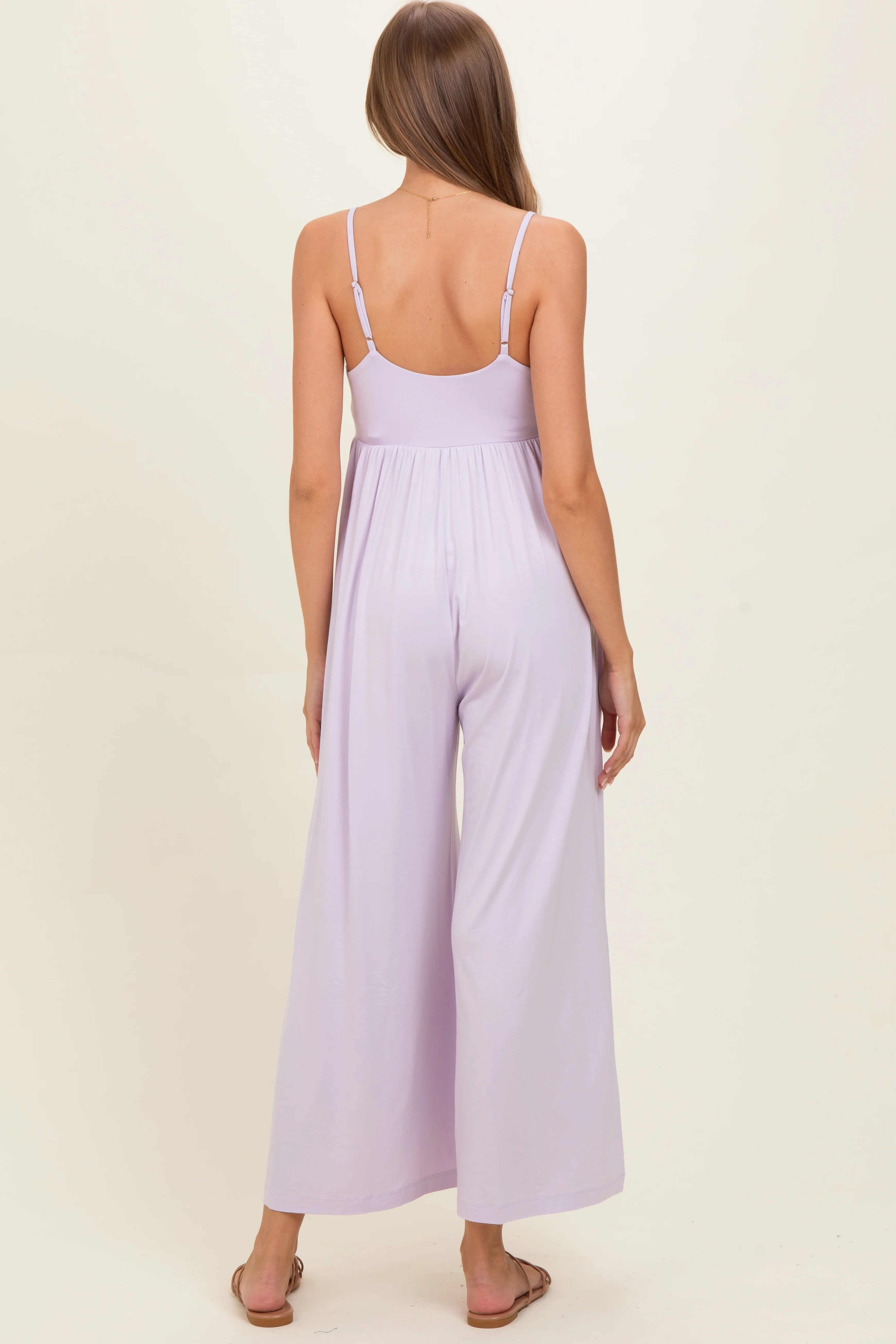 Petal Lilac Sleeveless Wide Leg Maternity Jumpsuit - Image 3