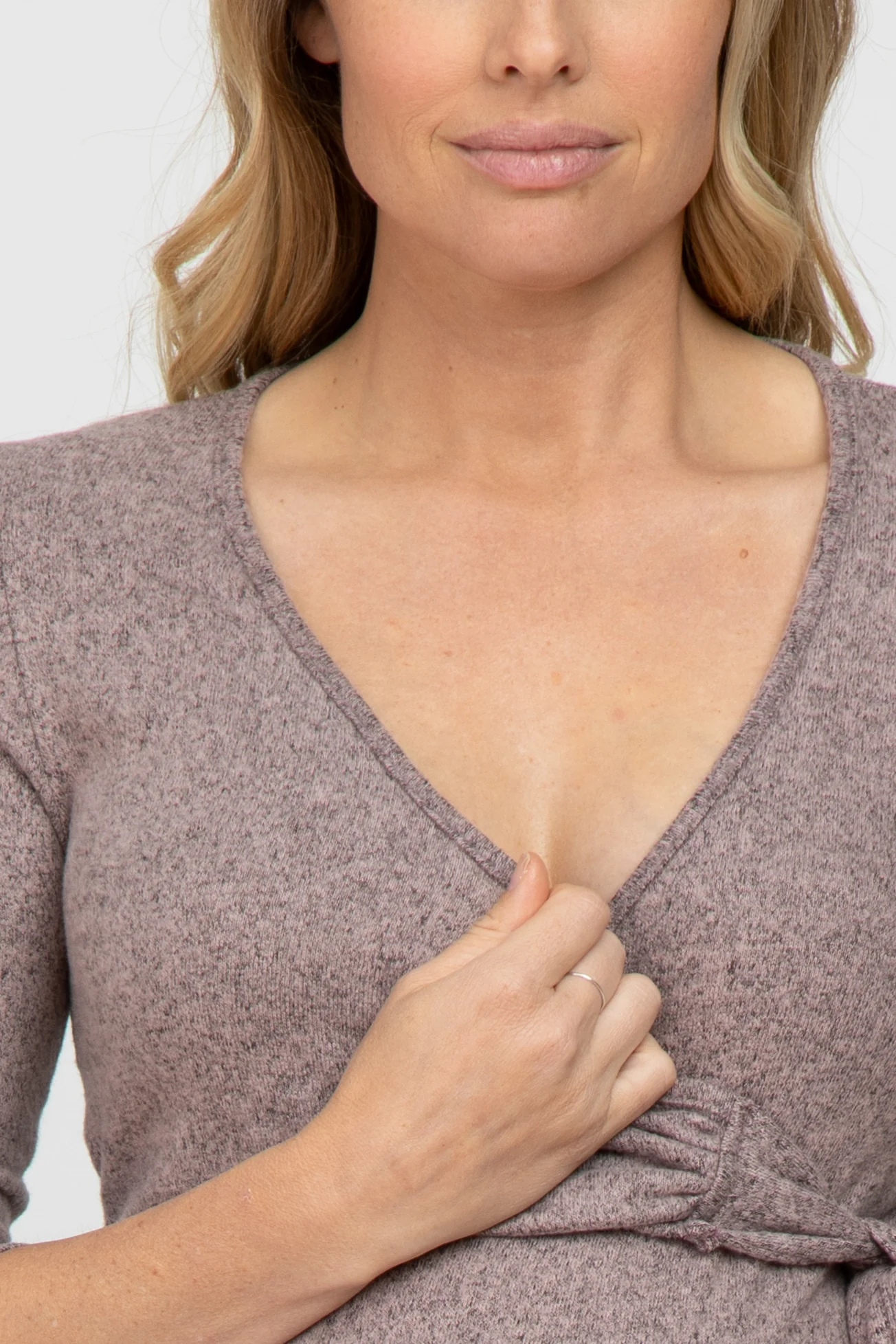 Pink Brushed Knit Maternity Wrap Top - Image 5