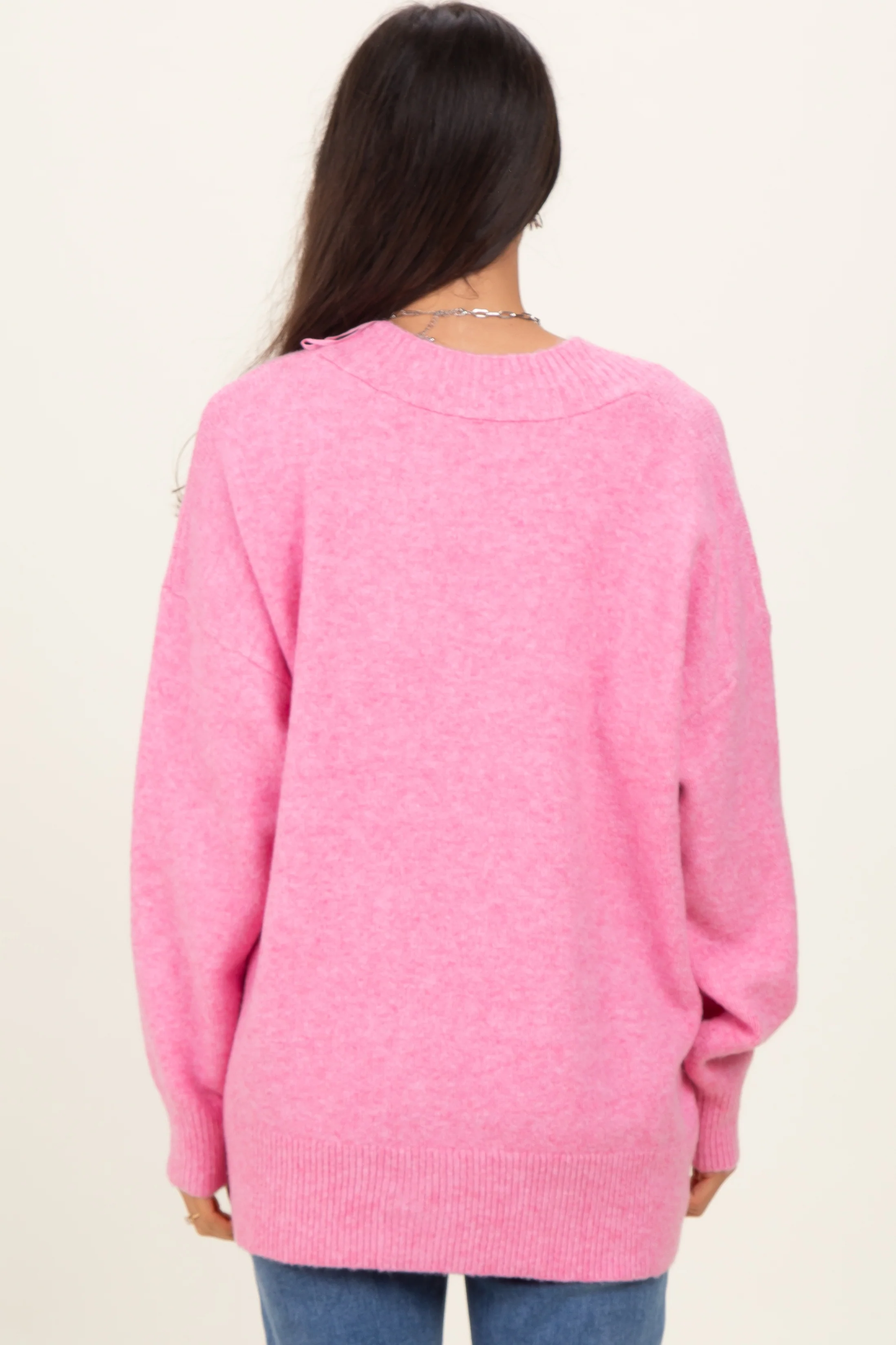 Pink Oversized Toggle Button Cardigan - Image 6
