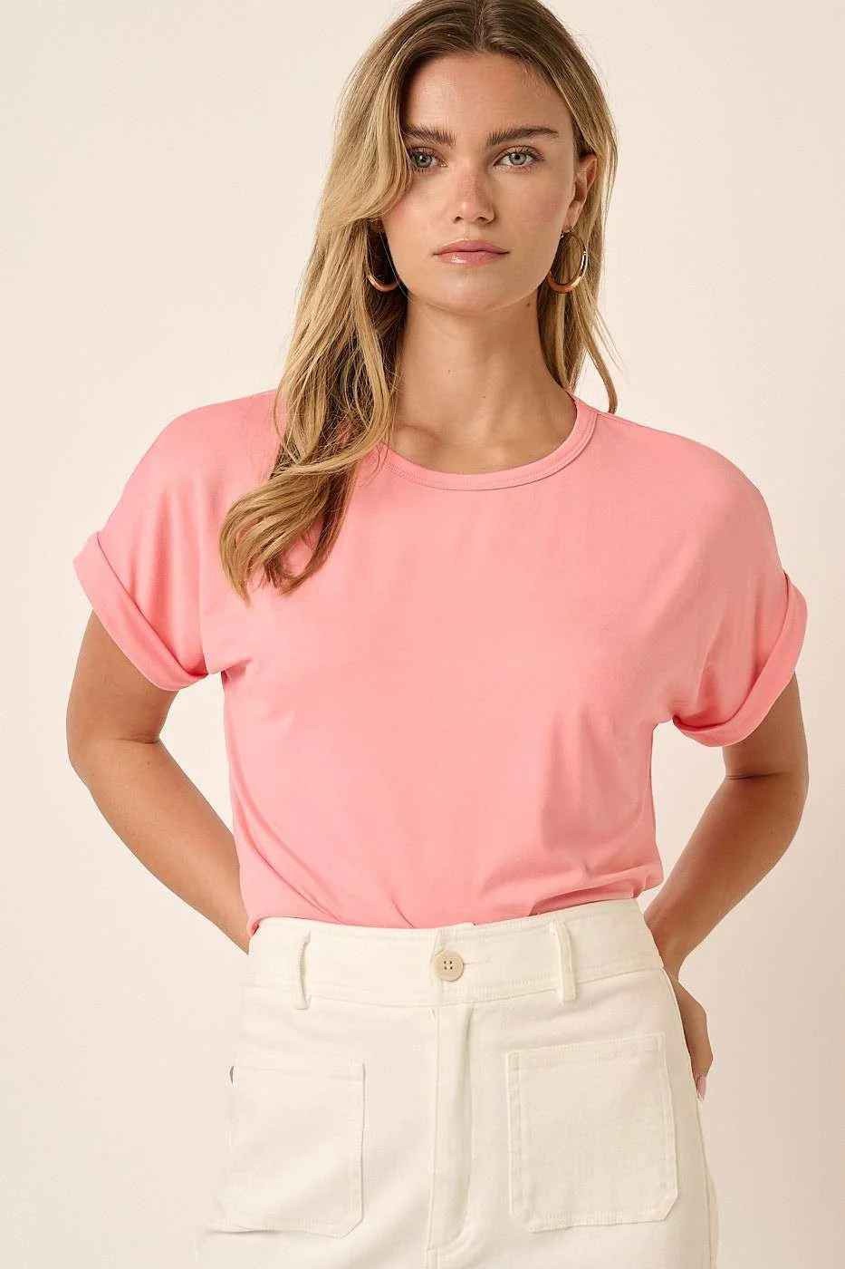 Pink Rolled Cuff Maternity Short Sleeve Top - Image 5