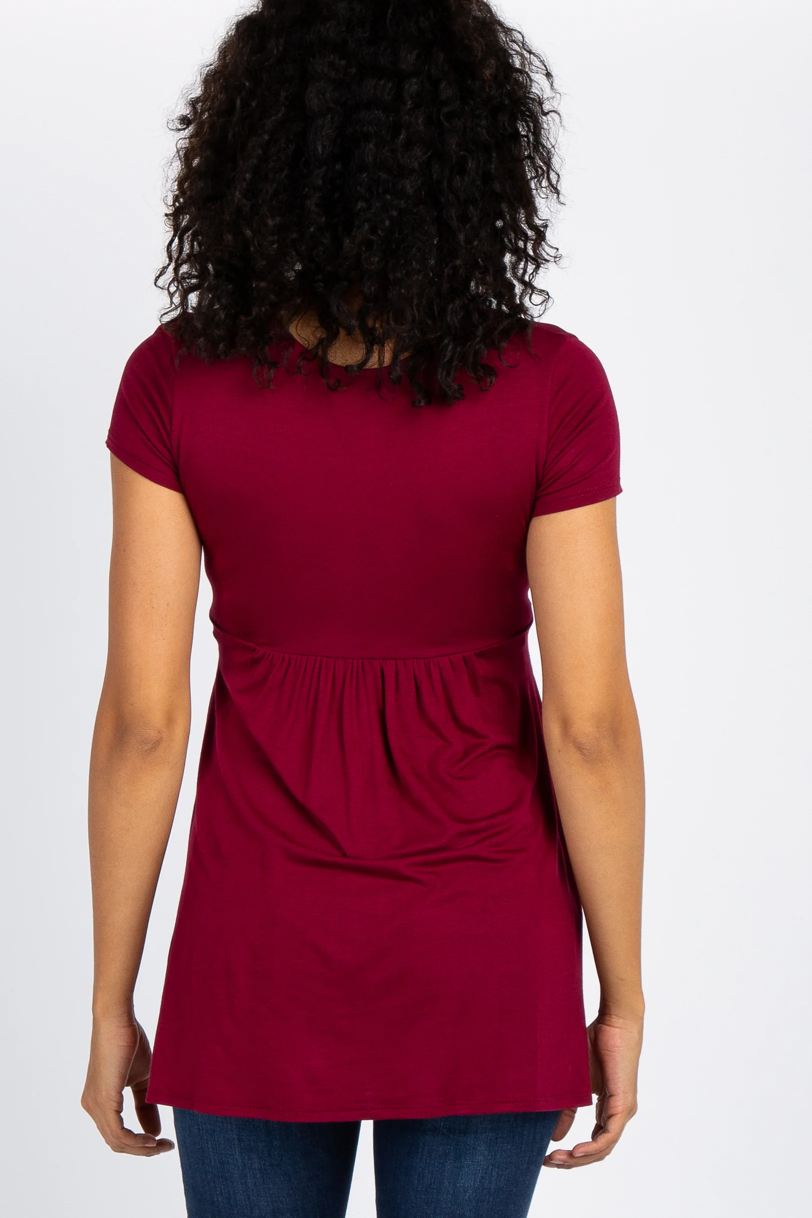 PinkBlush Burgundy Draped Front Maternity/Nursing Top - Image 3