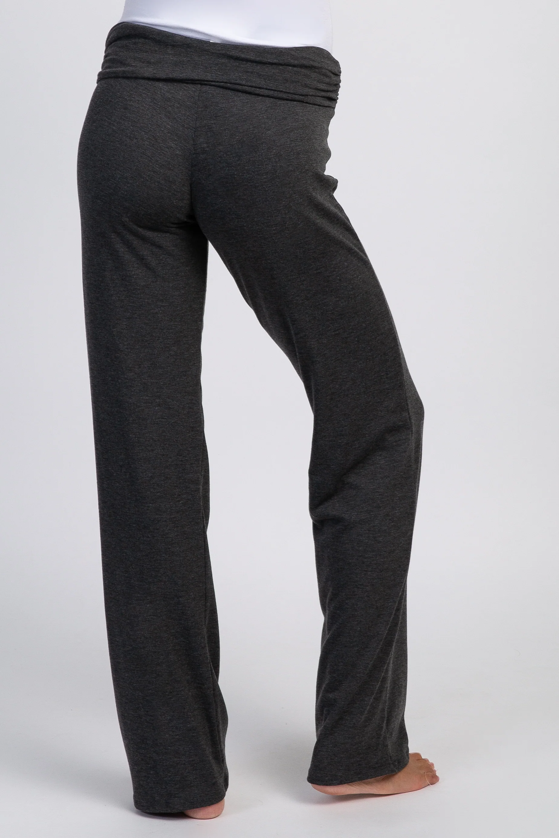 PinkBlush Charcoal Grey Foldover Maternity Lounge Pants - Image 4