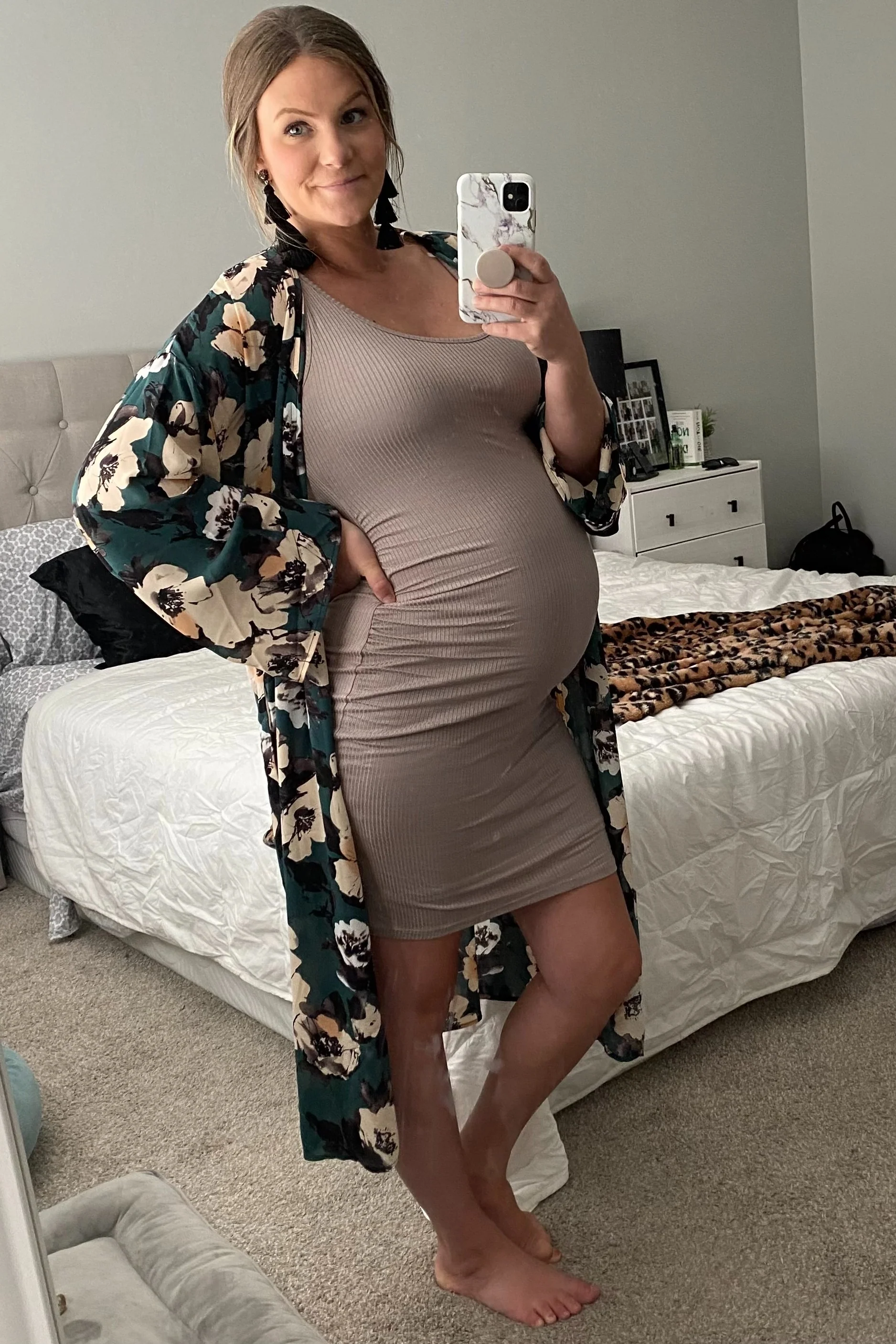 PinkBlush Mocha Ribbed Ruched Sleeveless Maternity Dress - Image 16