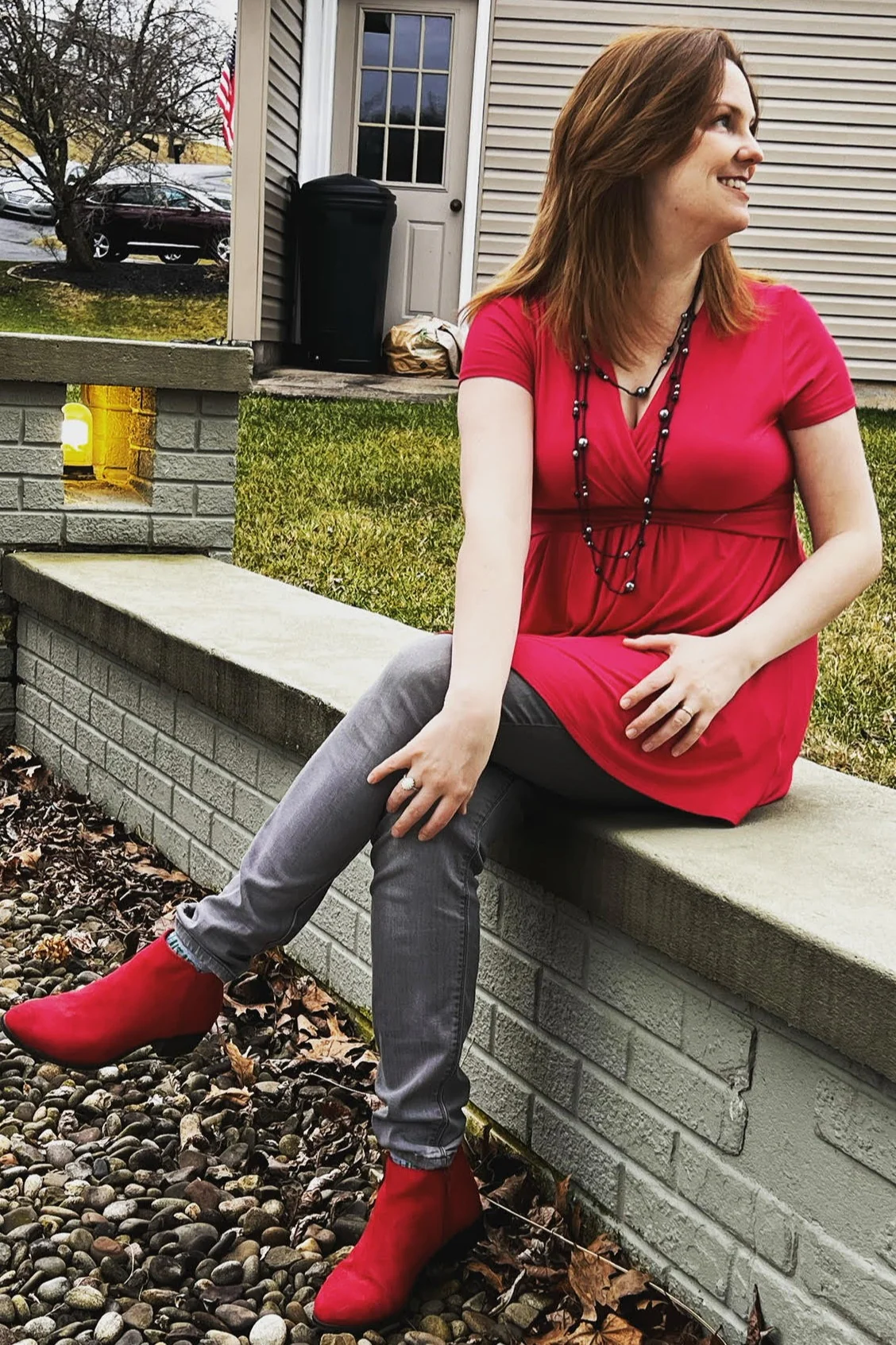 PinkBlush Red Draped Front Nursing Top - Image 6