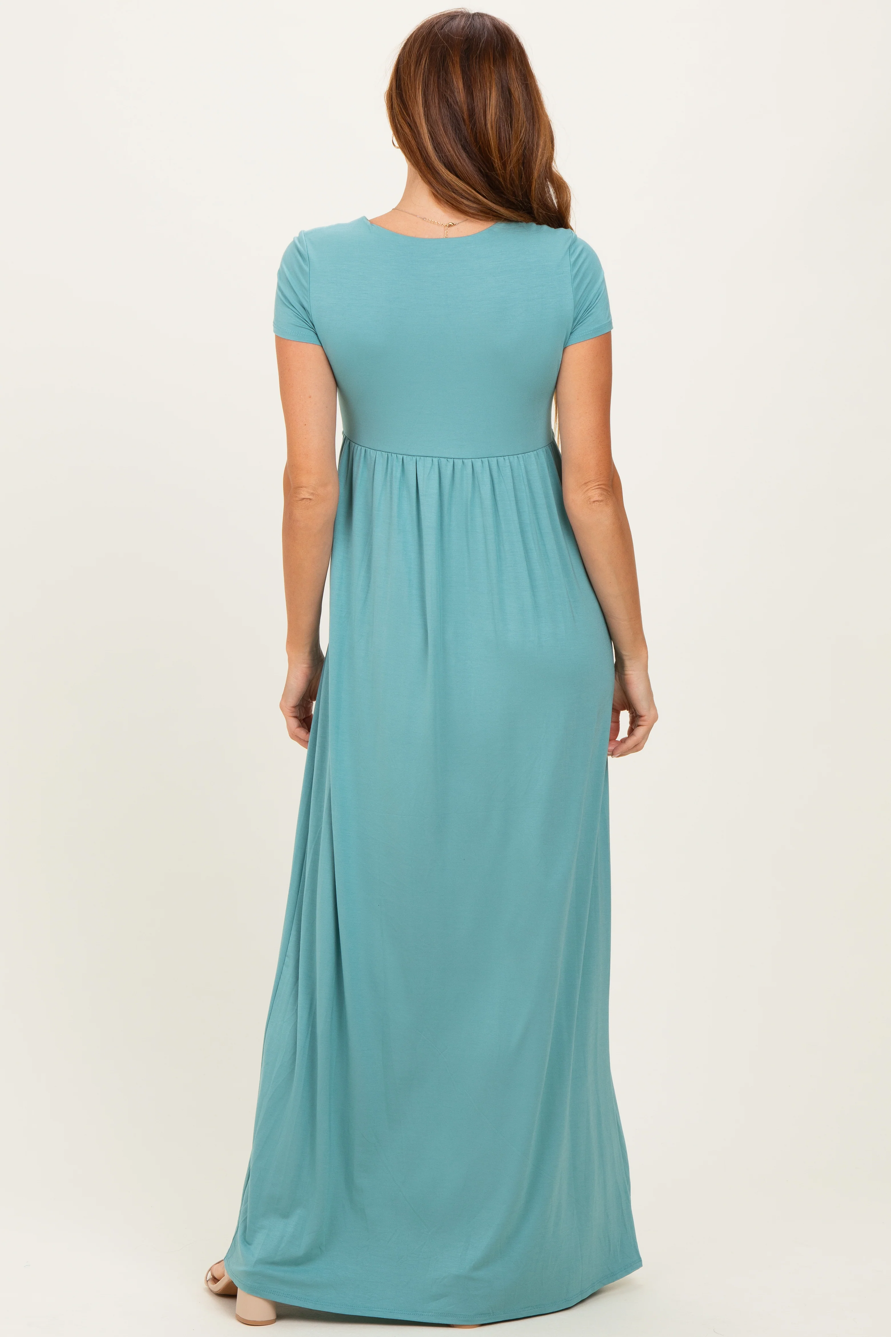 PinkBlush Slate Draped Nursing Maxi Dress - Image 3