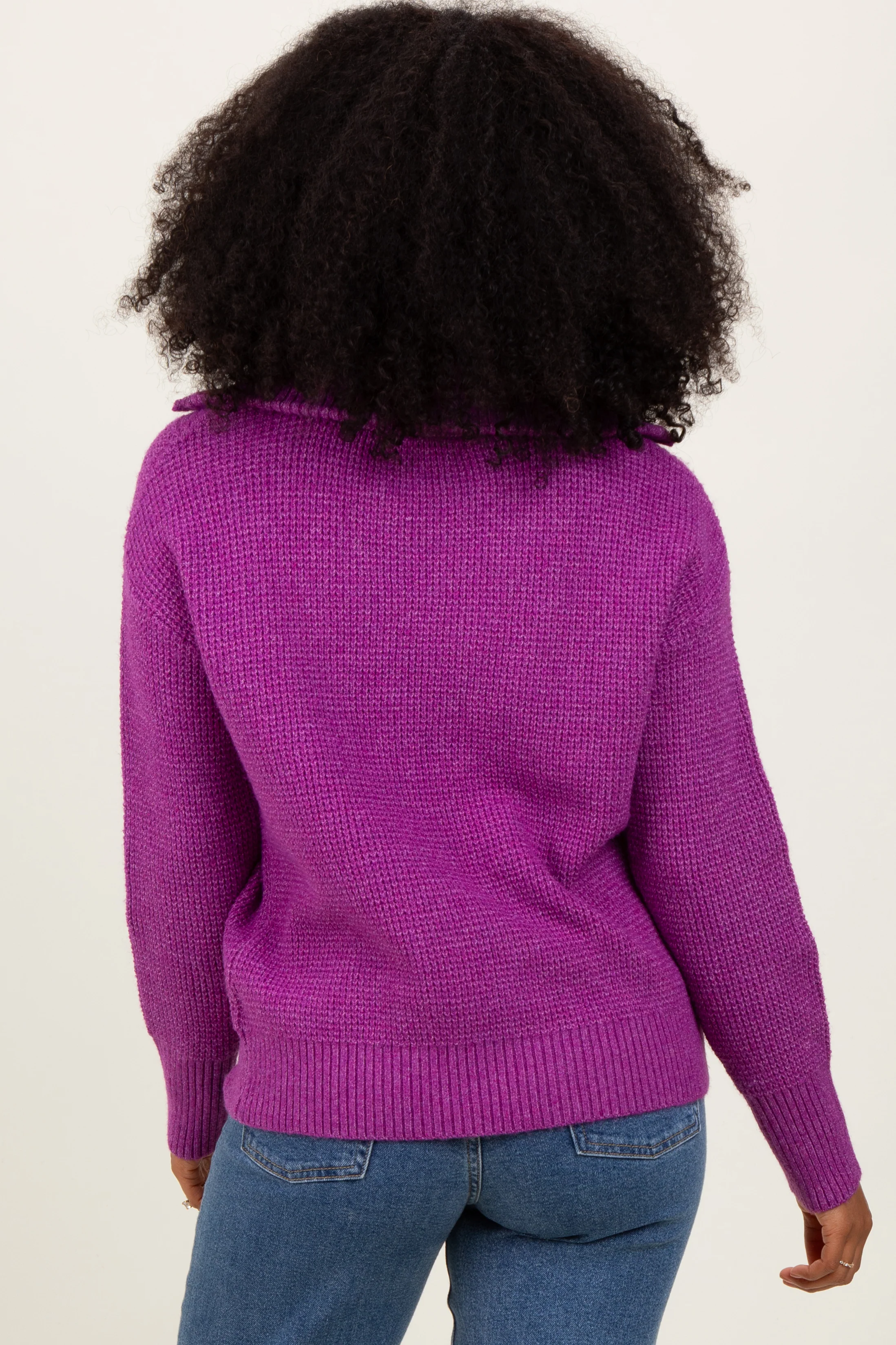 Plum Half Zip Pullover Sweater - Image 3
