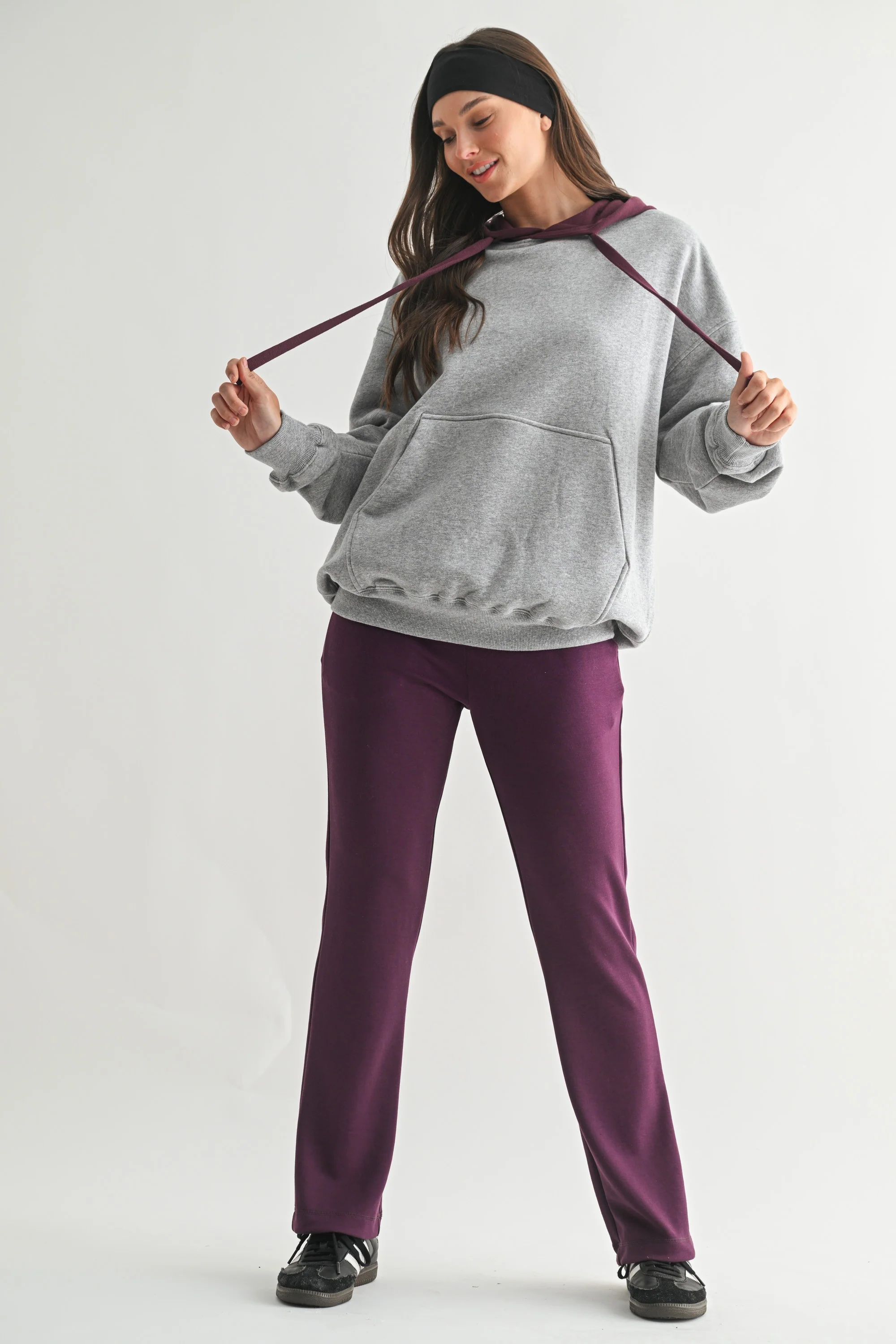 Plum Heather Grey Colorblock Hoodie - Image 4