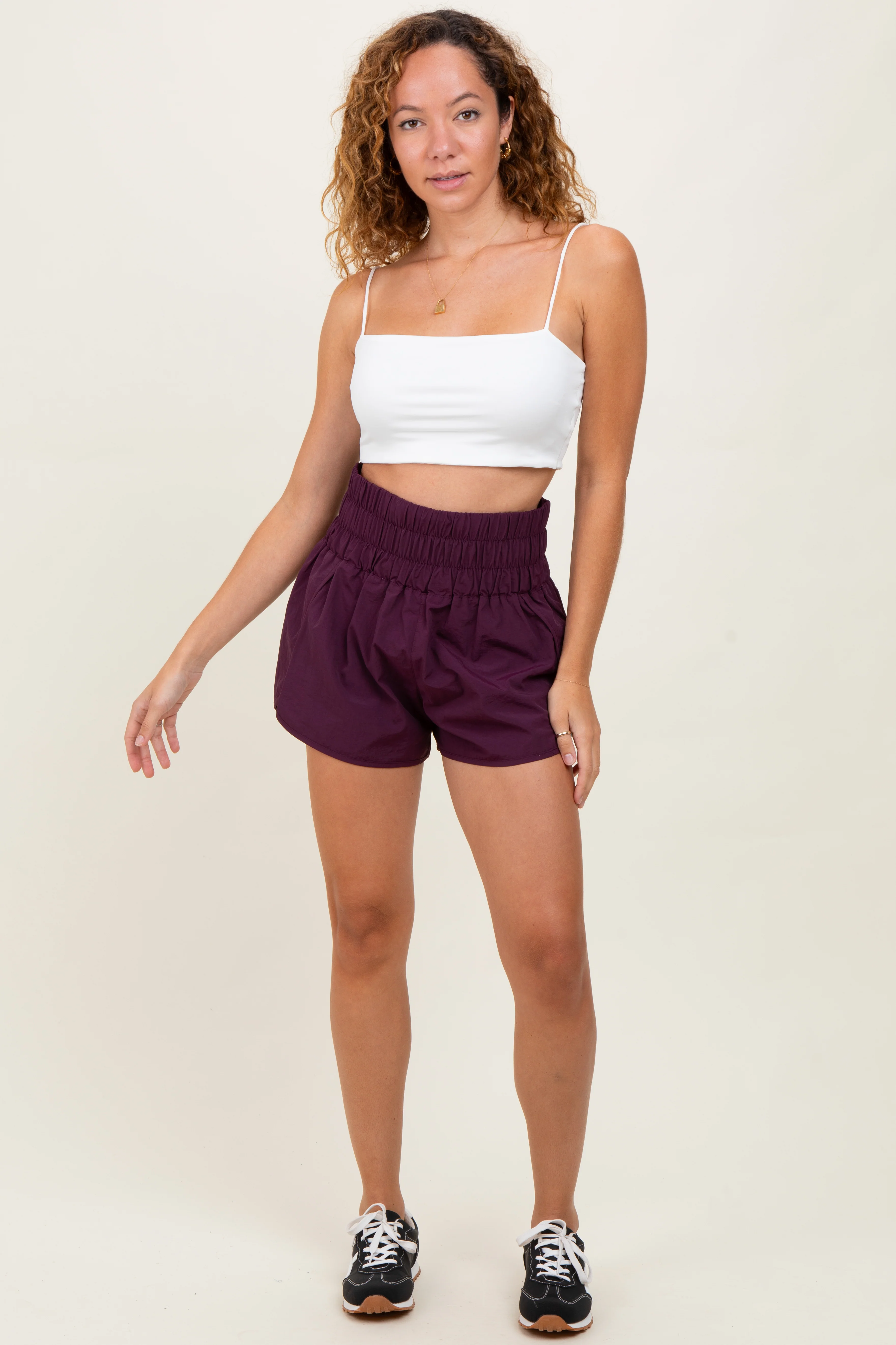 Plum Smocked Active Running Shorts - Image 2