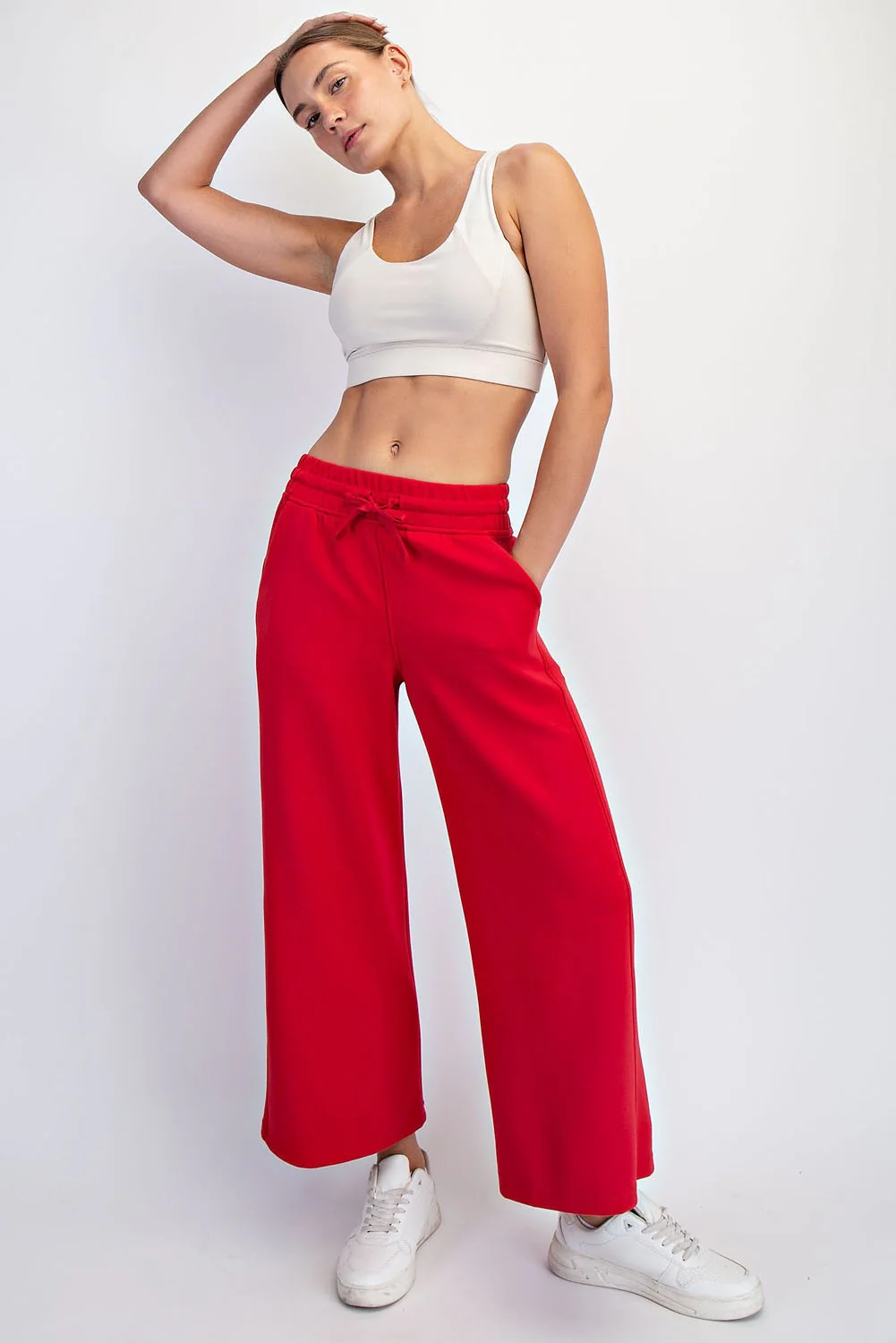 Red Ankle Wide Leg Maternity Lounge Pants - Image 6