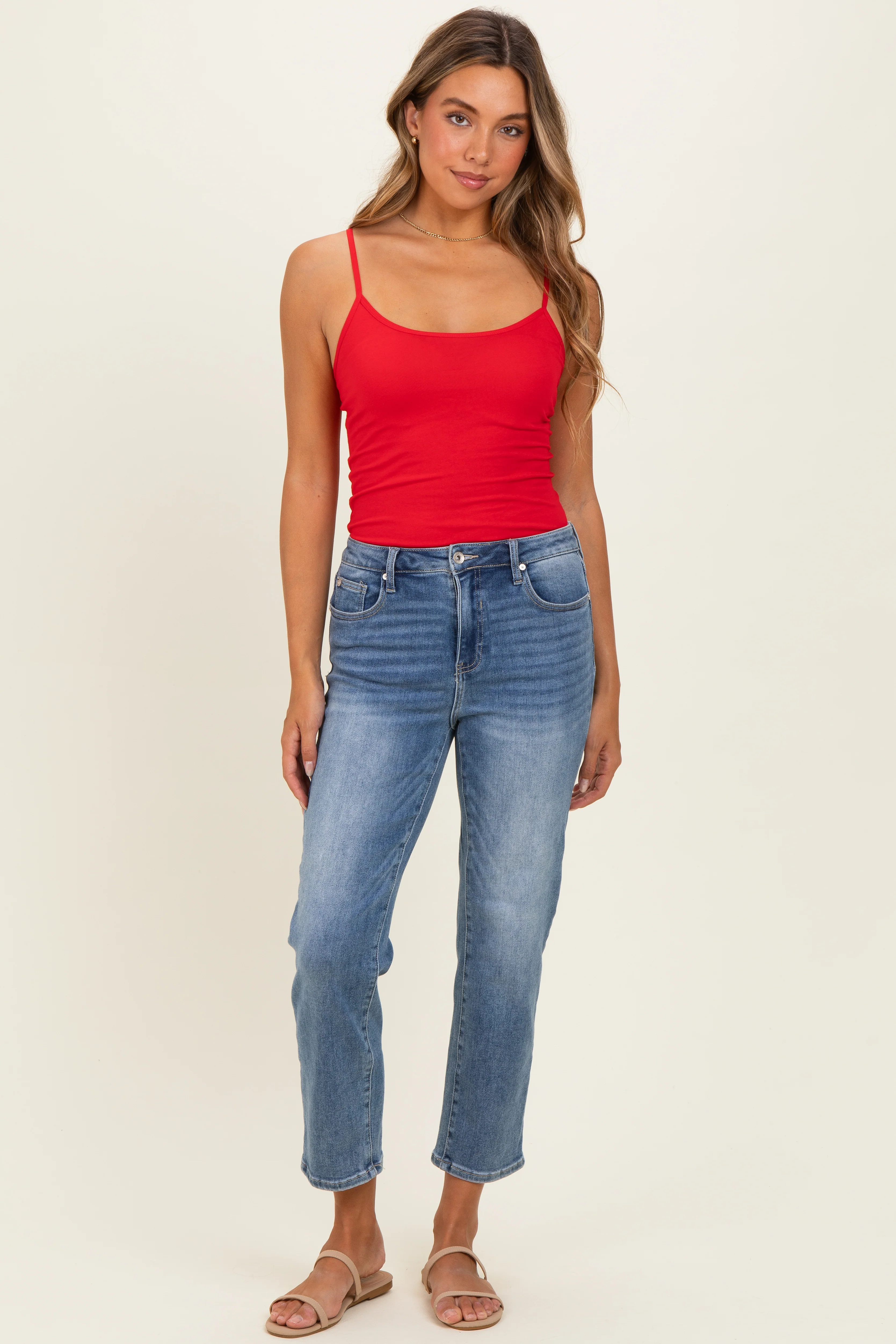 Red Basic Adjustable Strap Cami - Image 3