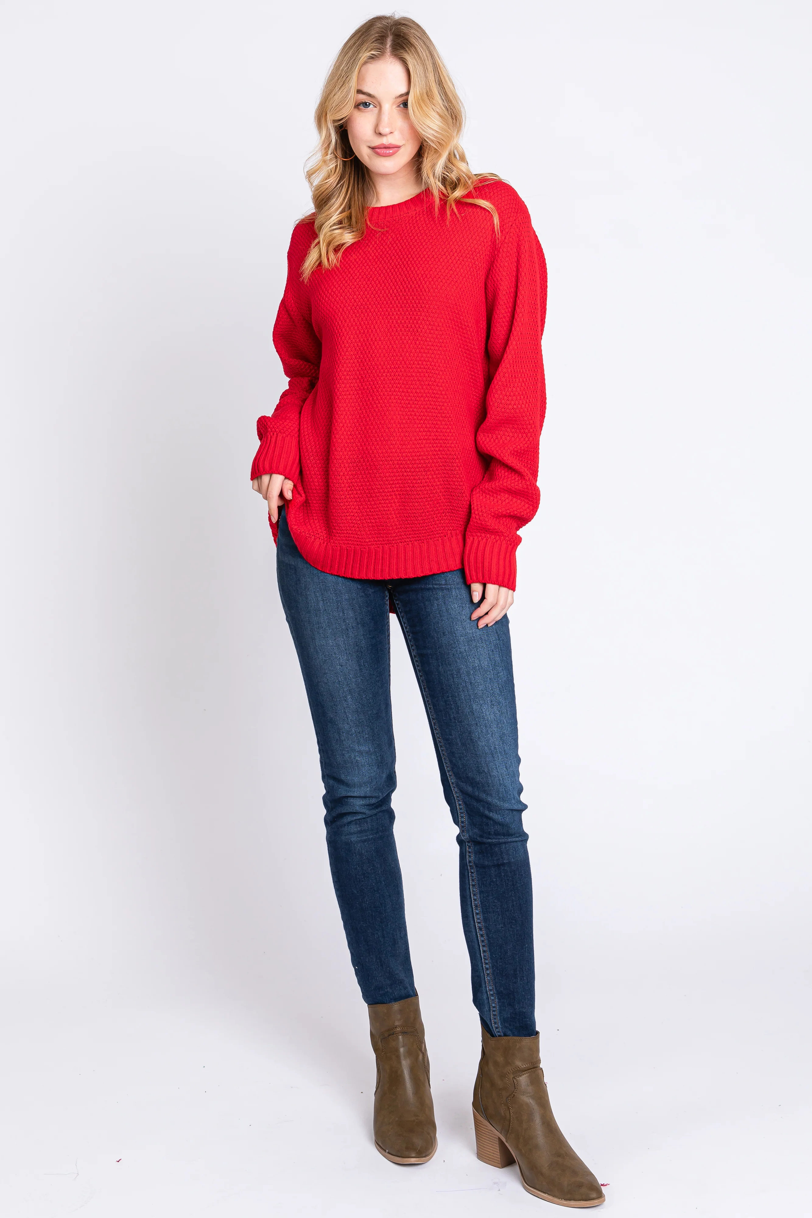 Red Knit Pullover Sweater - Image 4