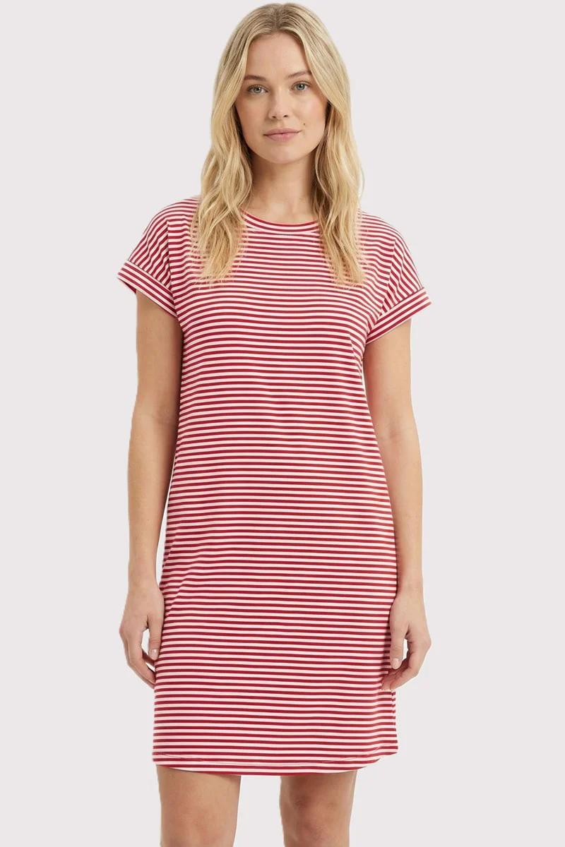 Red Striped Basic Maternity Dress - Image 5
