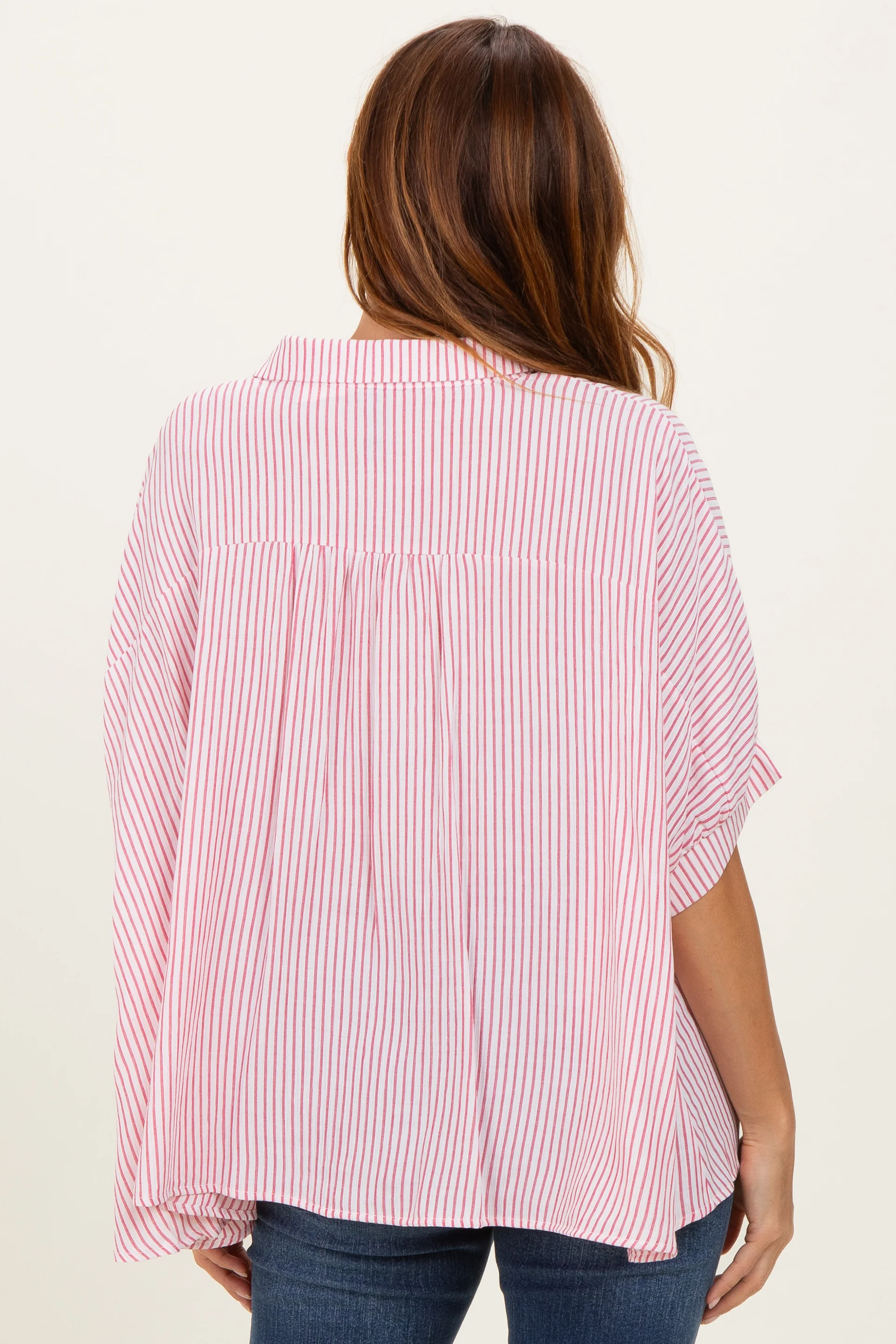 Red Striped Boxy Button Down Top - Image 4