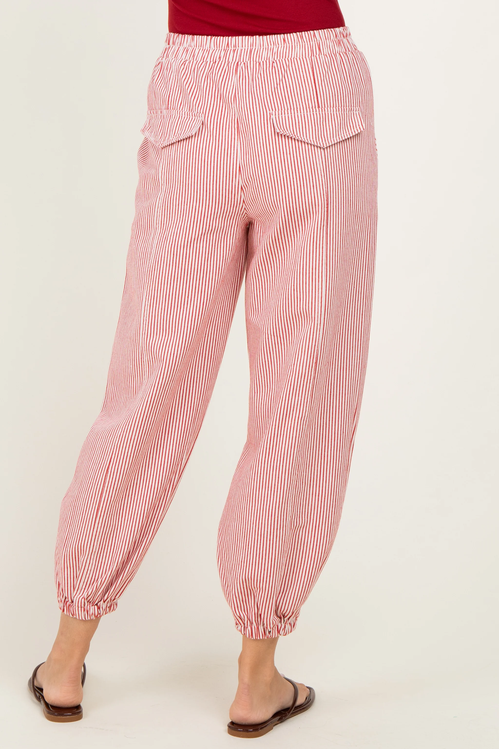 Red Striped Patch Pocket Pants - Image 5