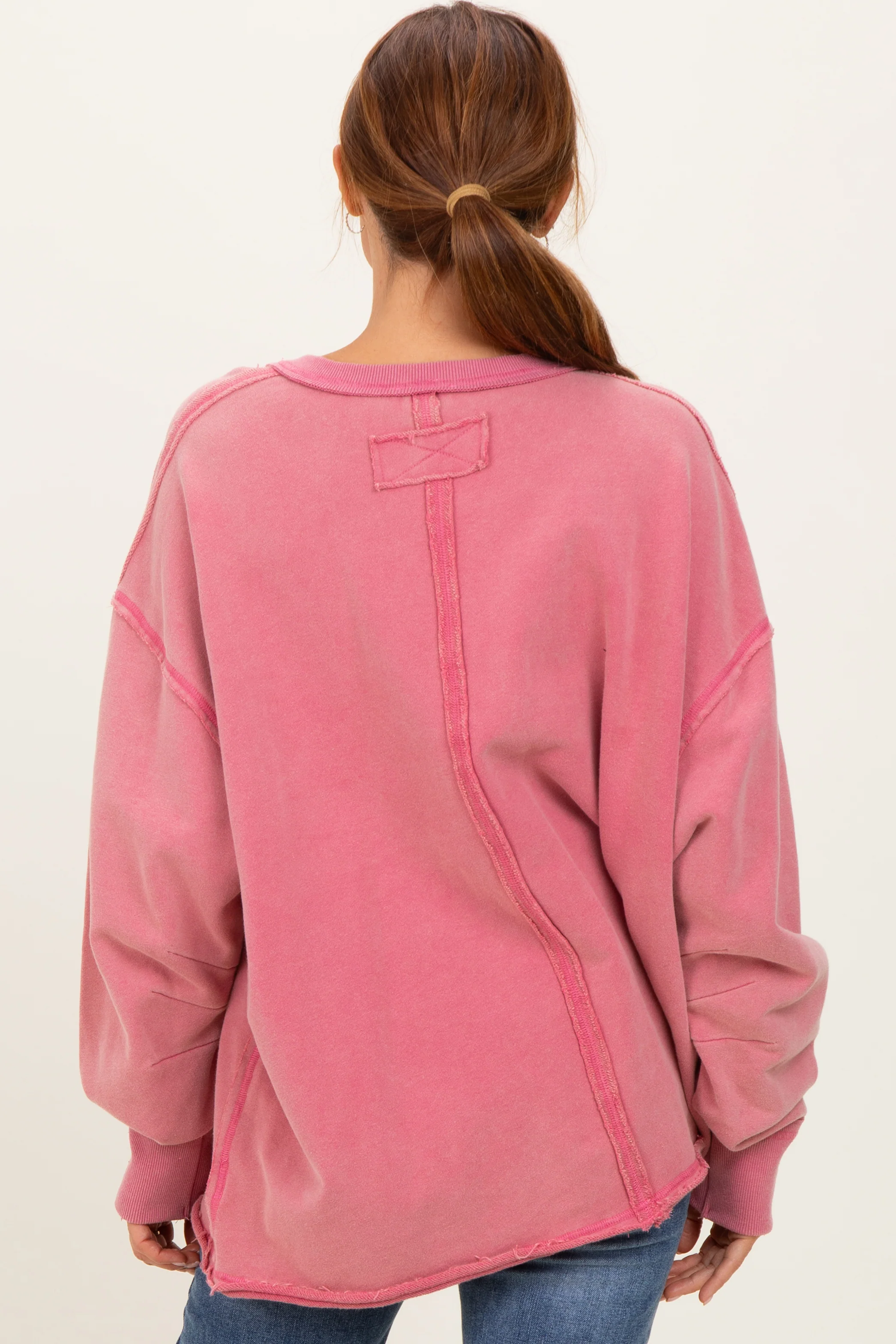 Rose Mineral Washed French Terry Oversized Sweatshirt - Image 4