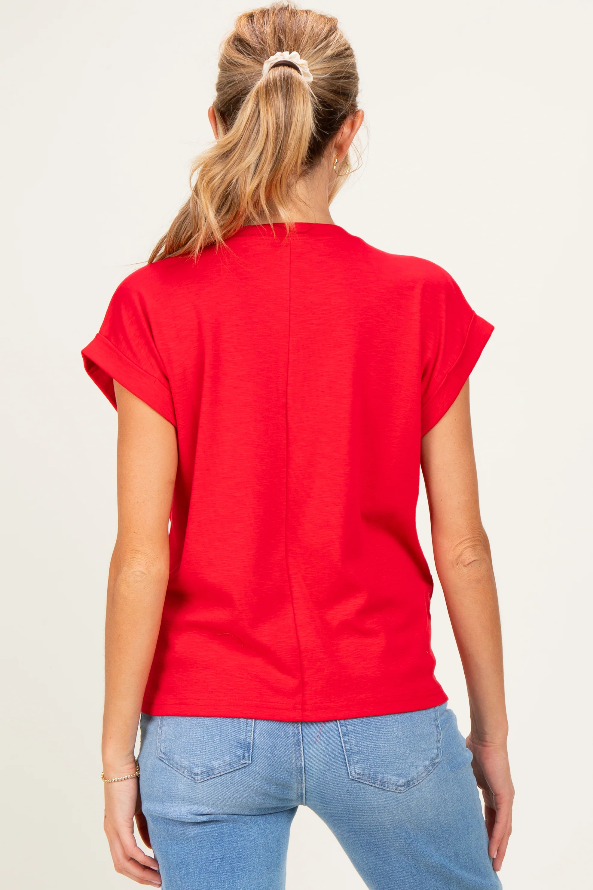 Ruby Rolled Short Sleeve Maternity Tee - Image 3