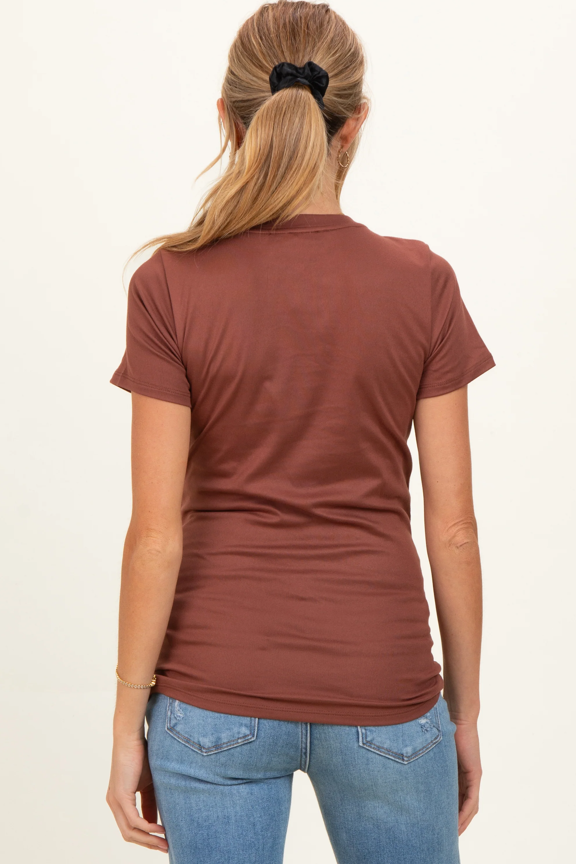 Rust Basic Crew Neck Maternity Tee - Image 3