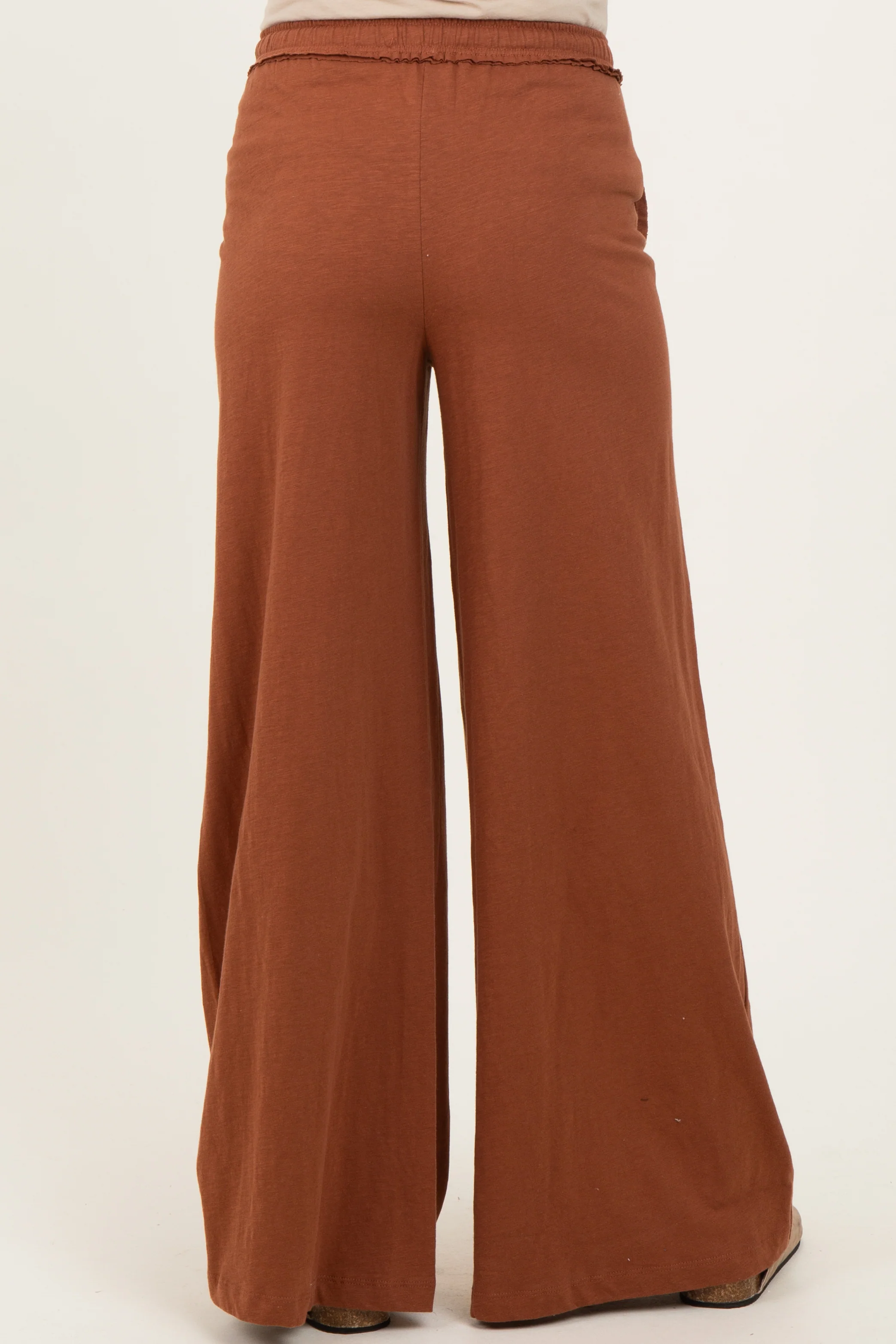 Rust Drawstring Wide Leg Maternity Lounge Pant - Image 5