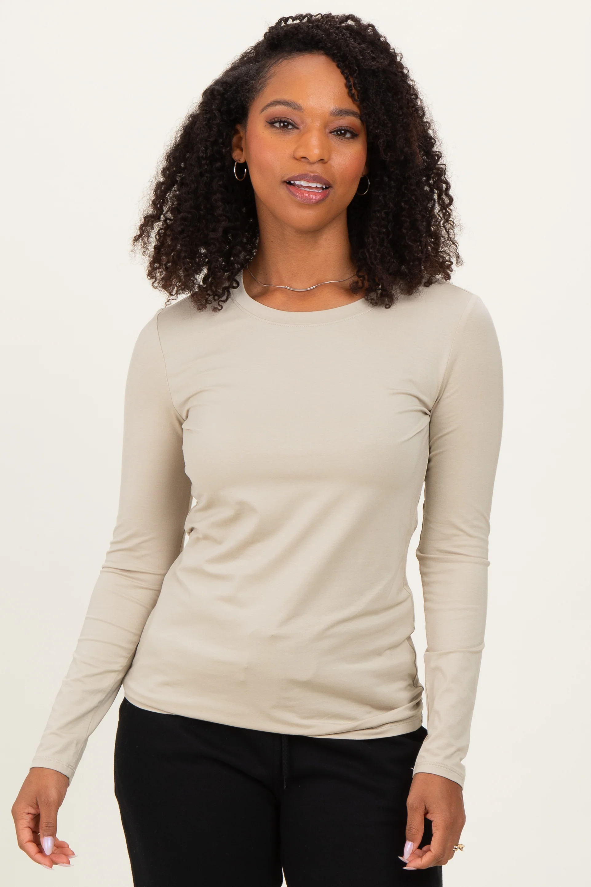 Sage Basic Long Sleeve Maternity Top - Image 5
