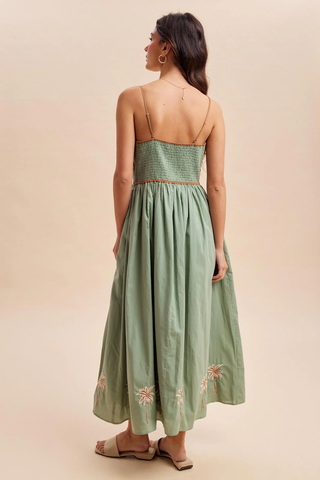 Sage Embroidered Contrast Sleeveless Maxi Dress - Image 4