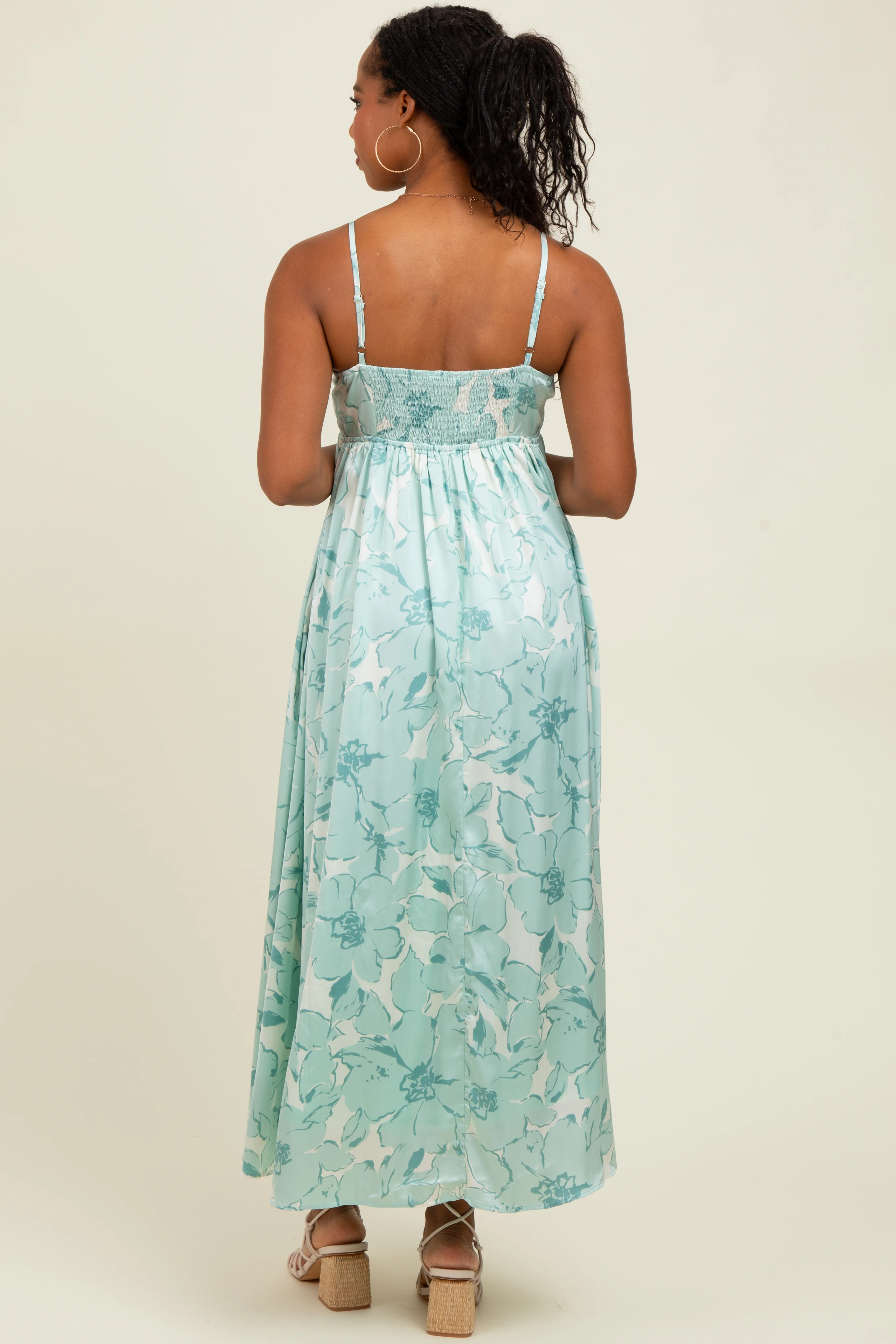 Sage Floral Sleeveless Maxi Dress - Image 3