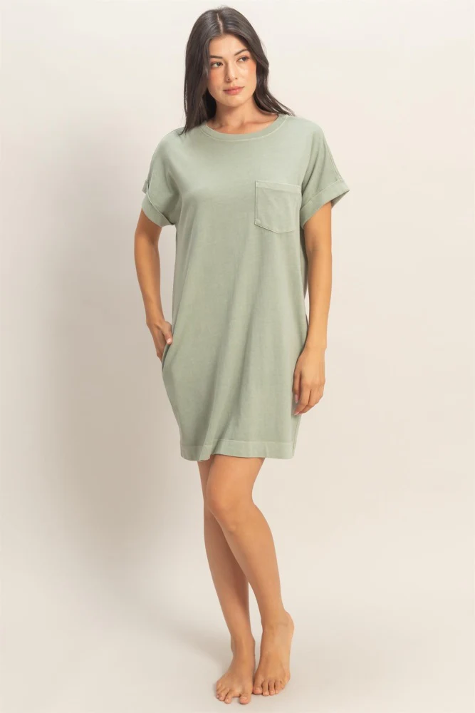 Sage Green T-Shirt Mini Dress - Image 5