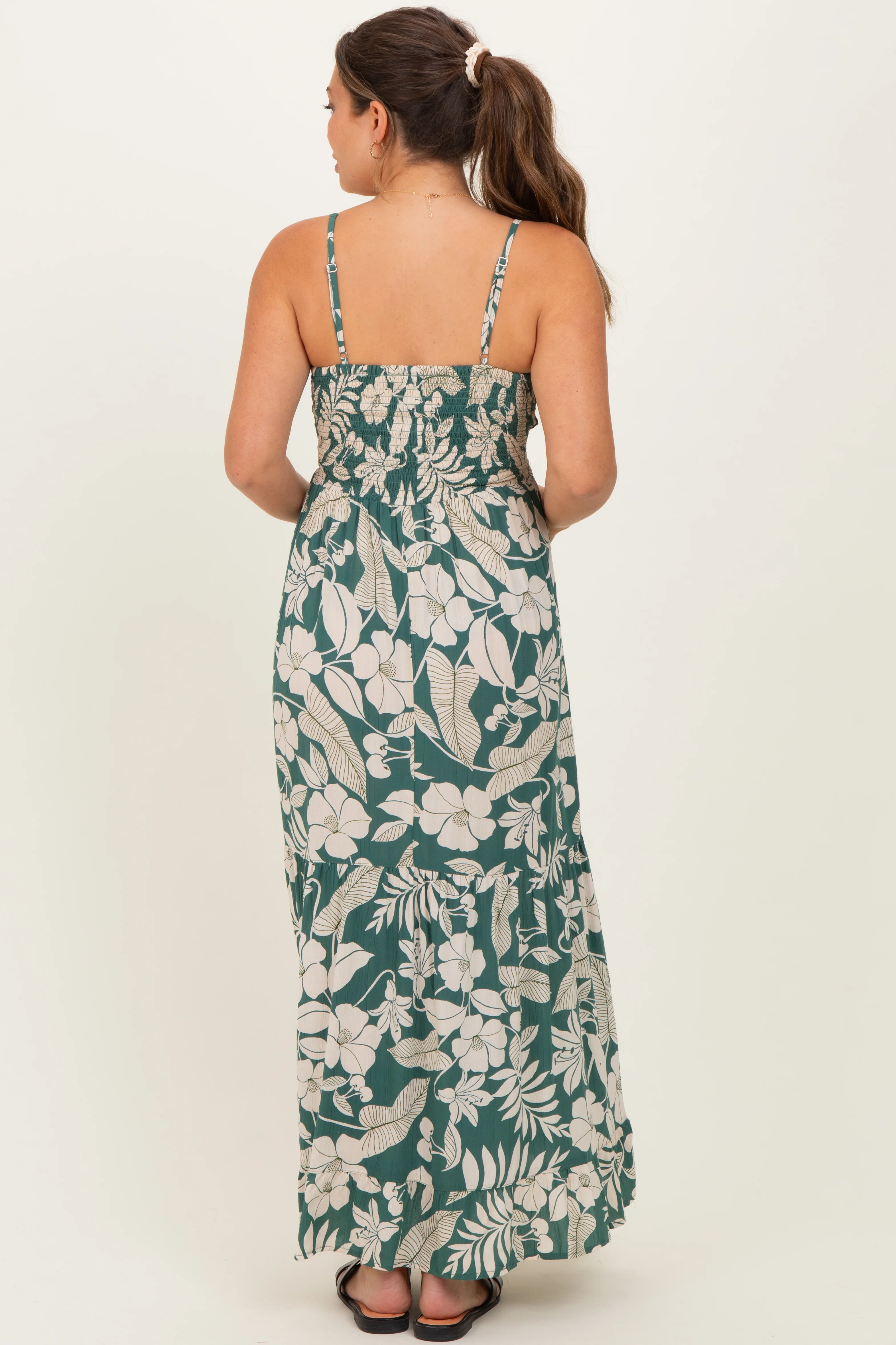 Sage V-Neck Twist Front Cut Out Maternity Maxi Dress - Image 4