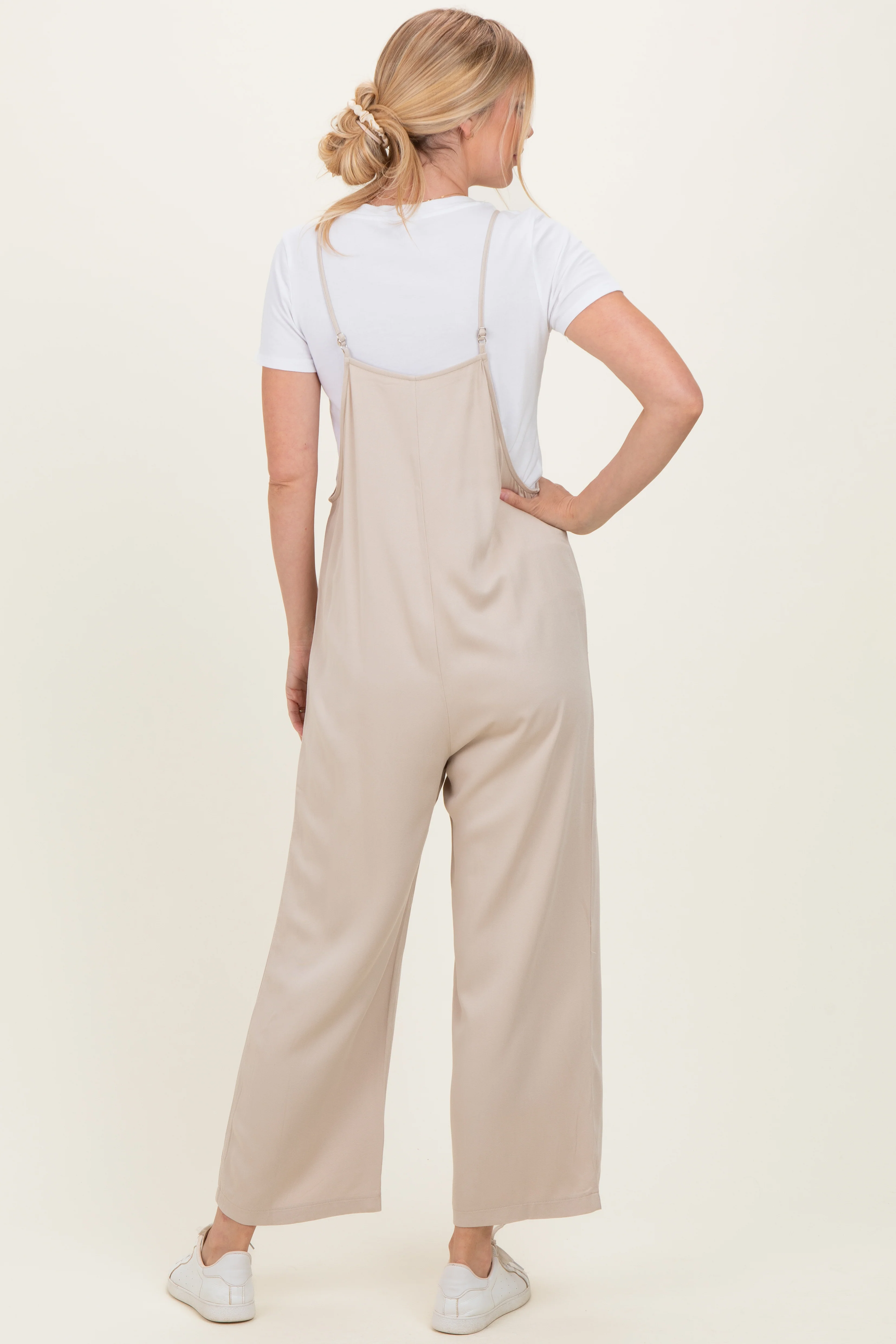 Sand Beige Wide Leg Jumpsuit - Image 3