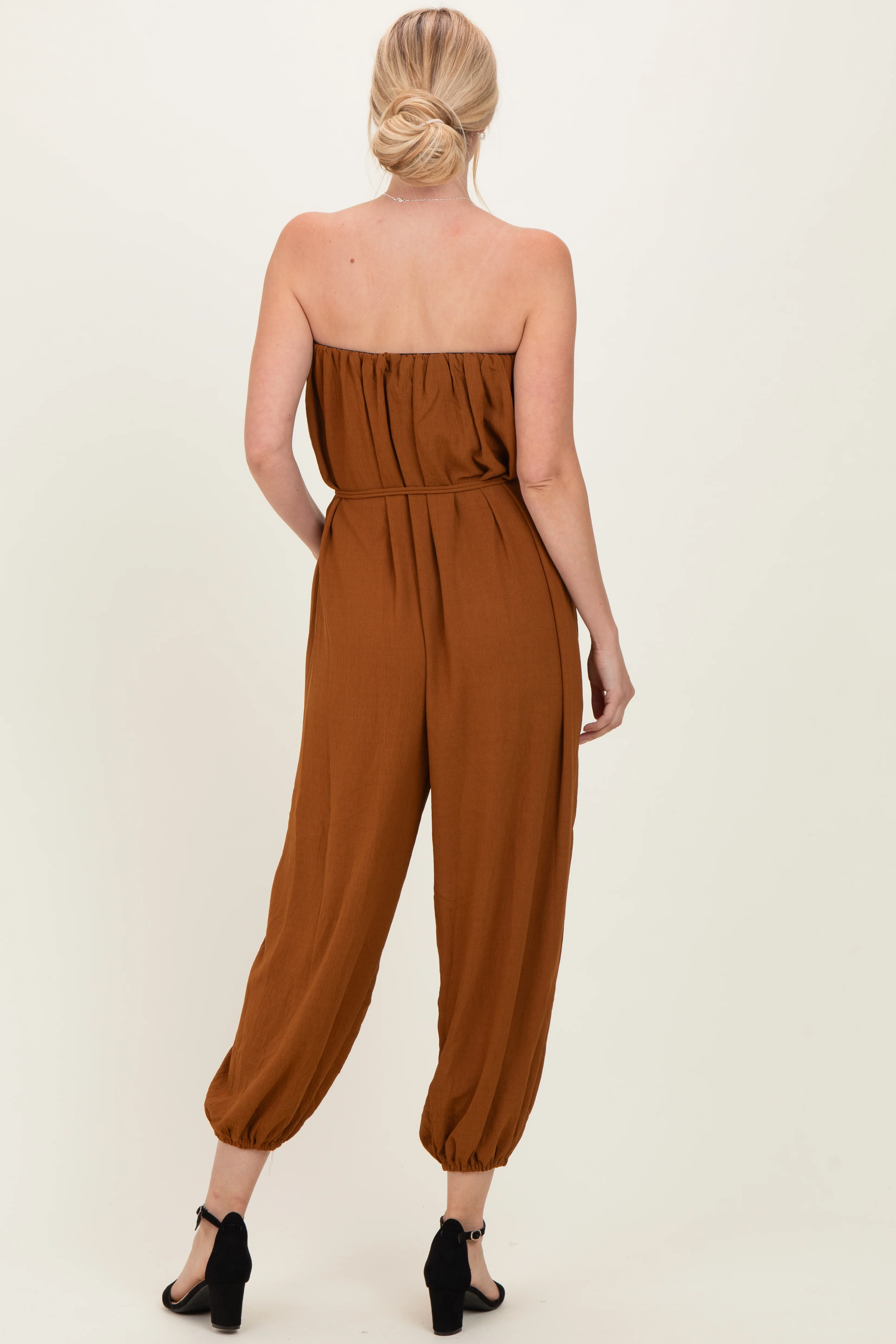 Sepia Strapless Waist Tie Jumpsuit - Image 4