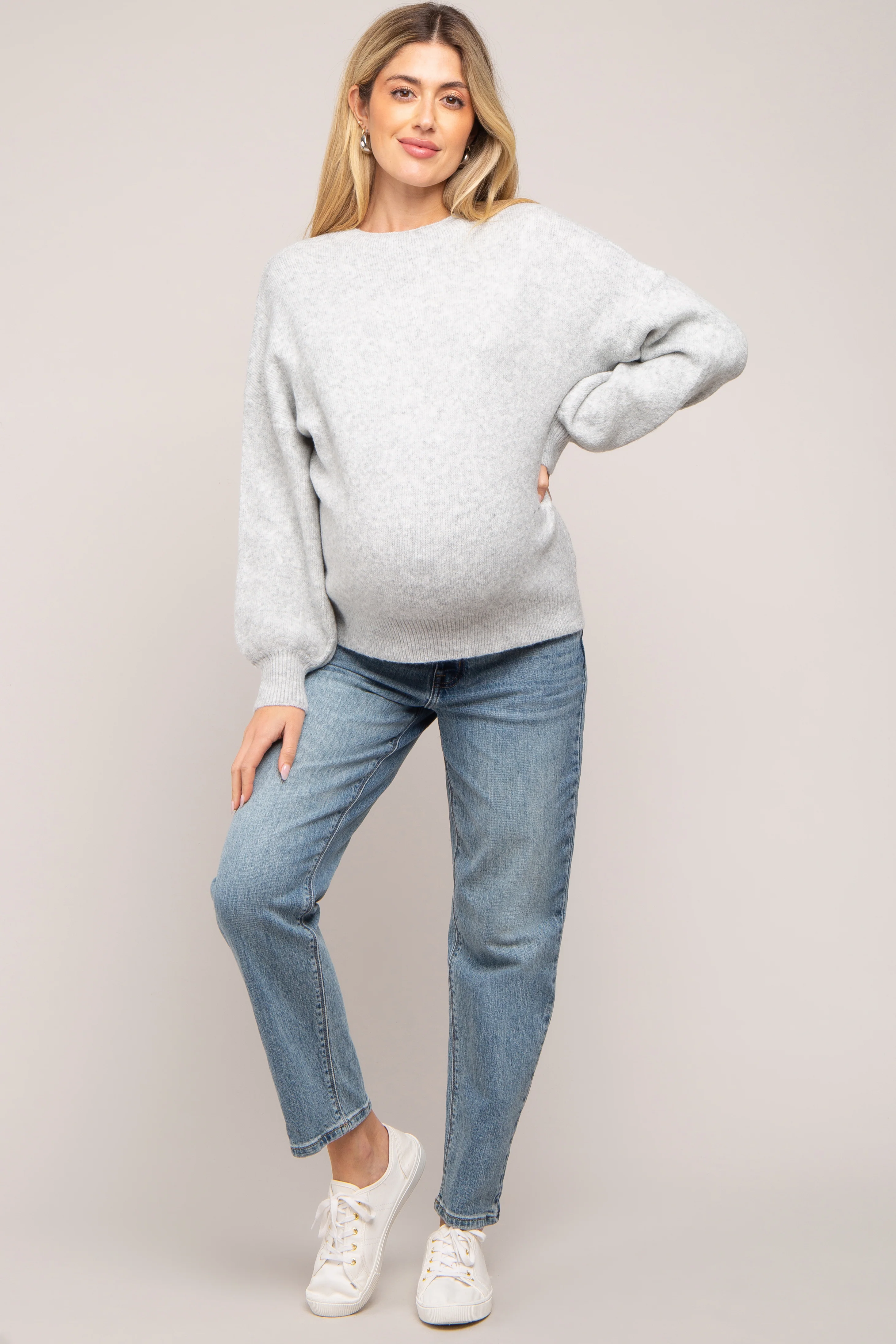 Silver Bubble Sleeve Maternity Sweater - Image 4
