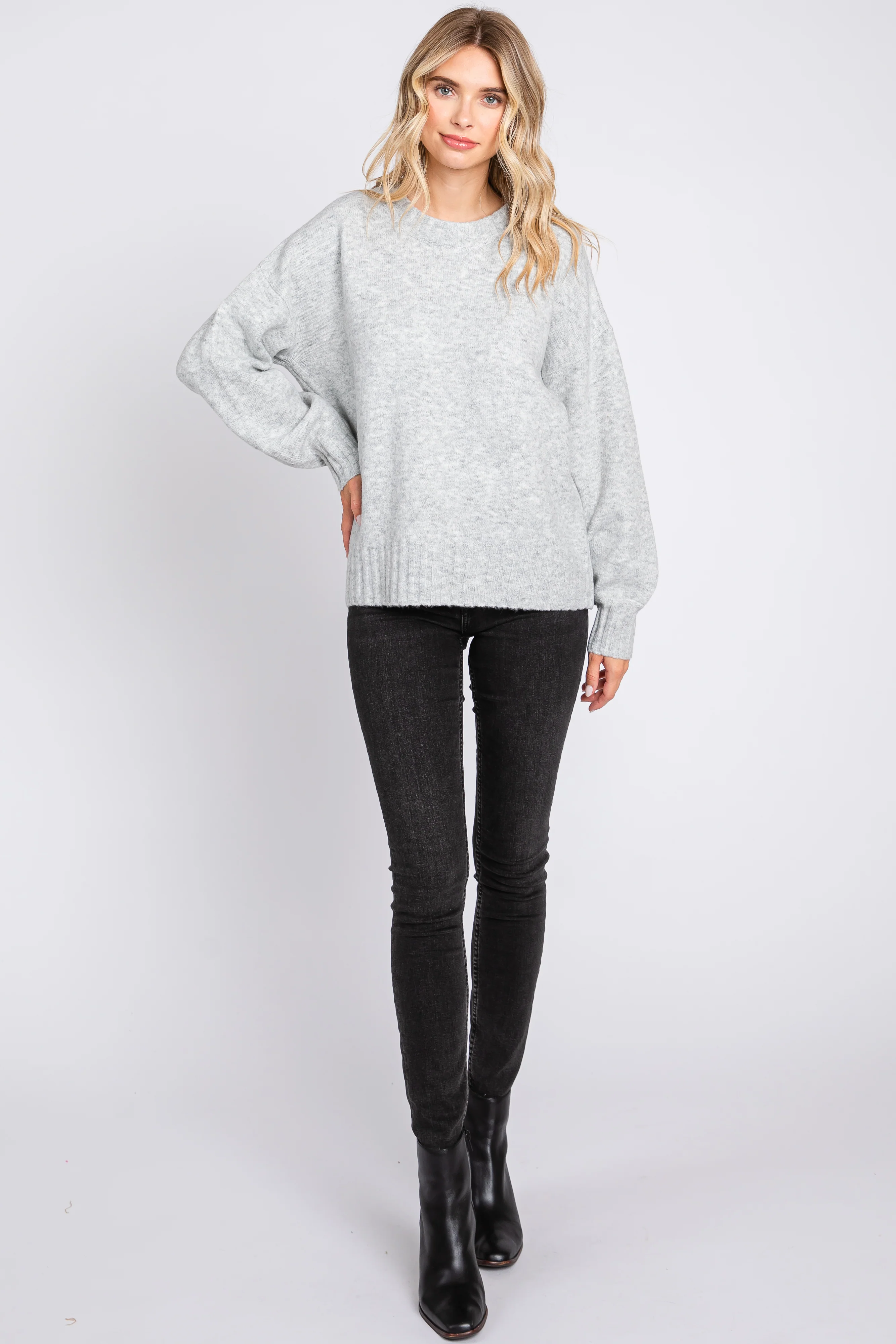 Silver Ribbed Cuff Sweater - Image 4