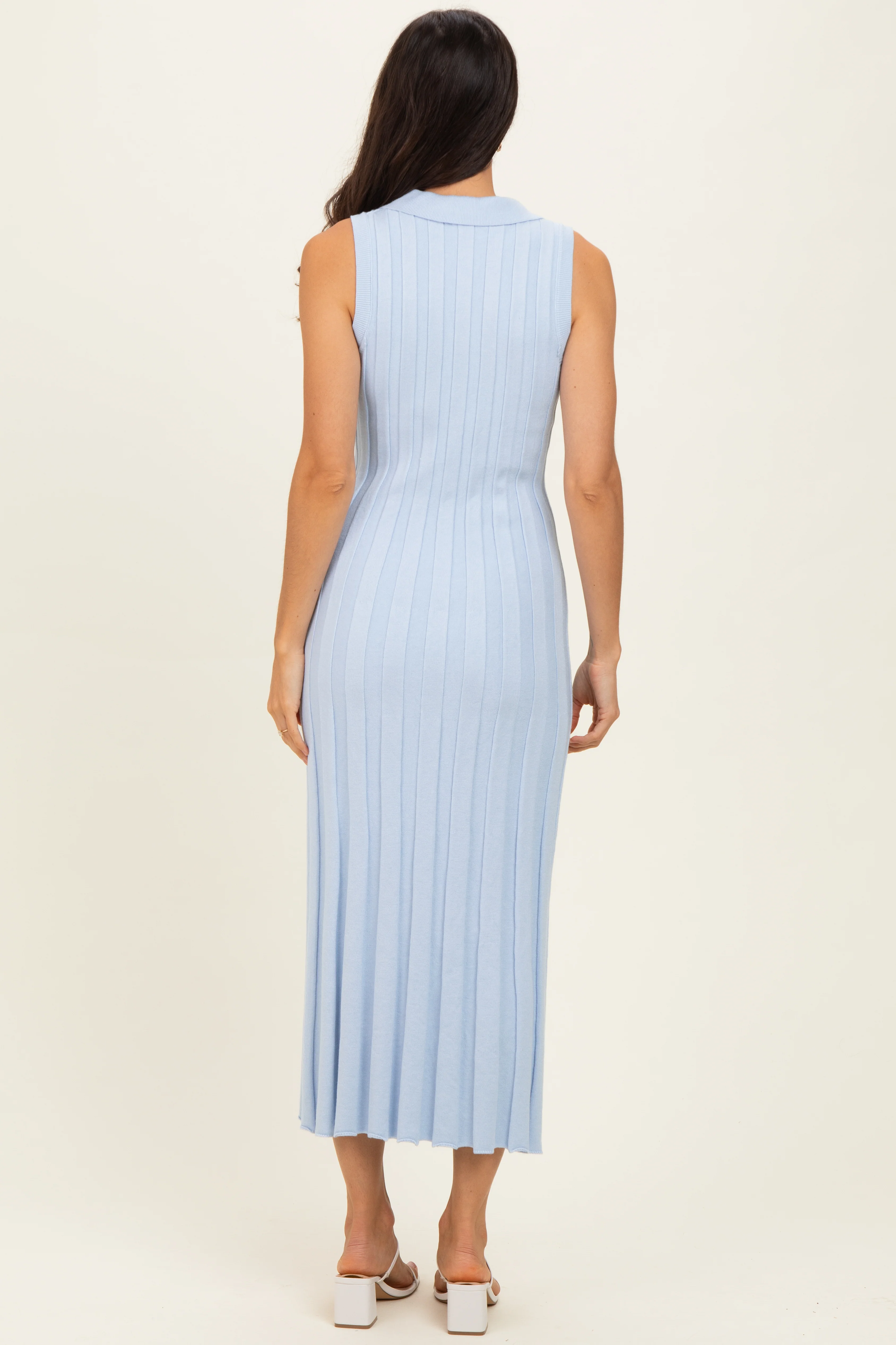 Sky Knit Collared Sleeveless Maxi Dress - Image 3