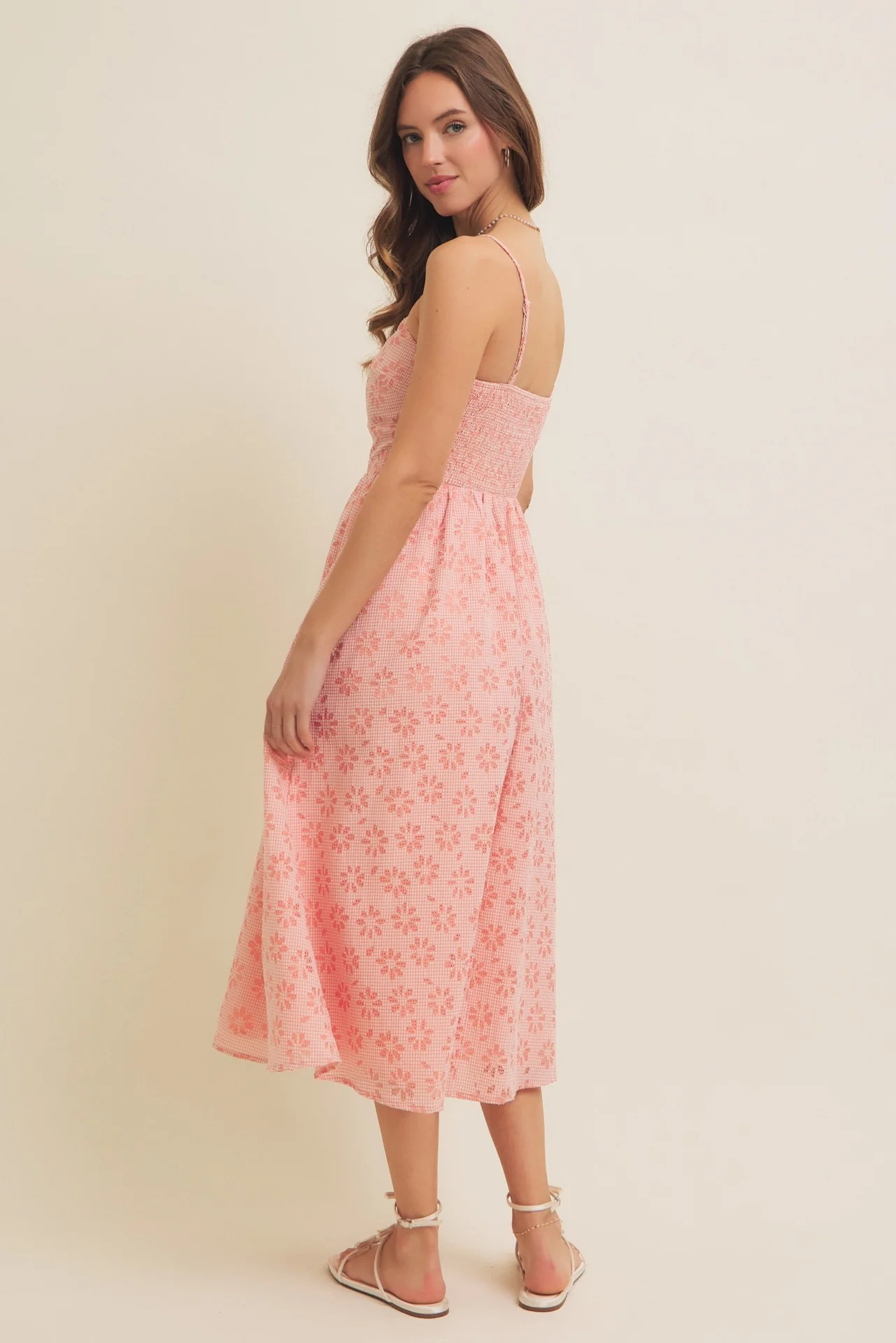 Strawberry Floral Gingham Midi Dress - Image 3