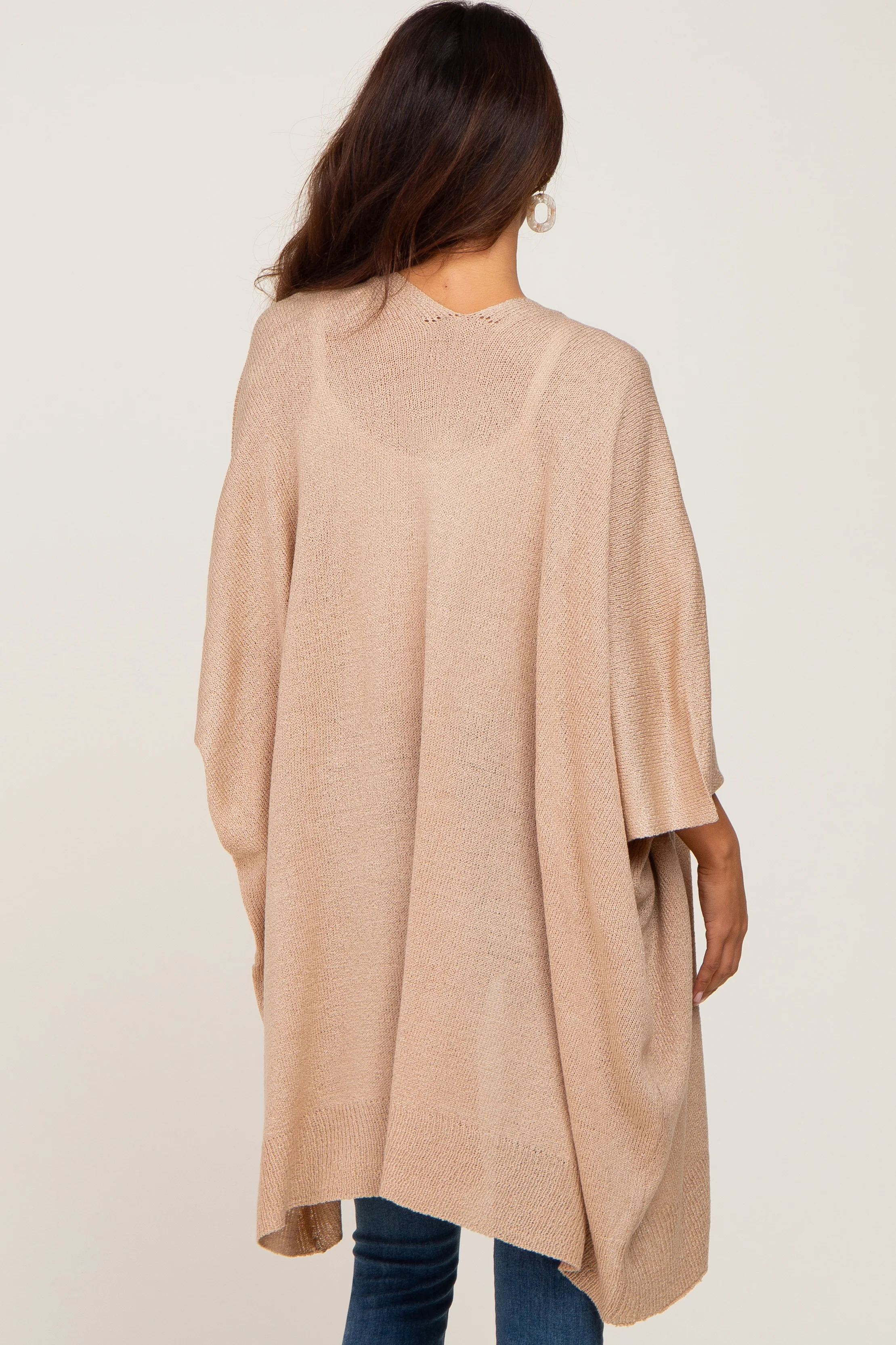 Taupe Knit Open Front Cardigan - Image 5