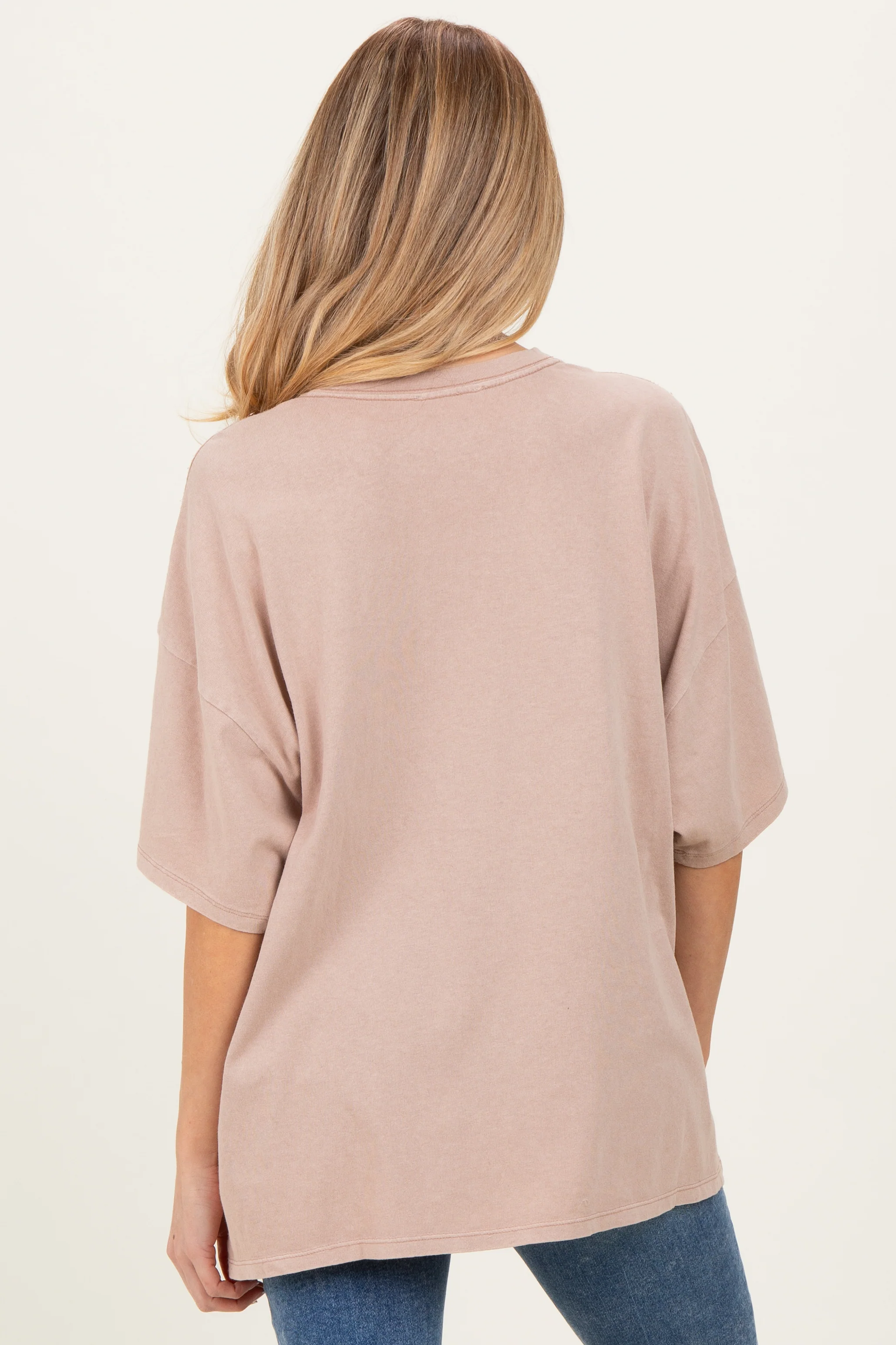 Taupe Oversized Mineral Wash Maternity T-Shirt - Image 4