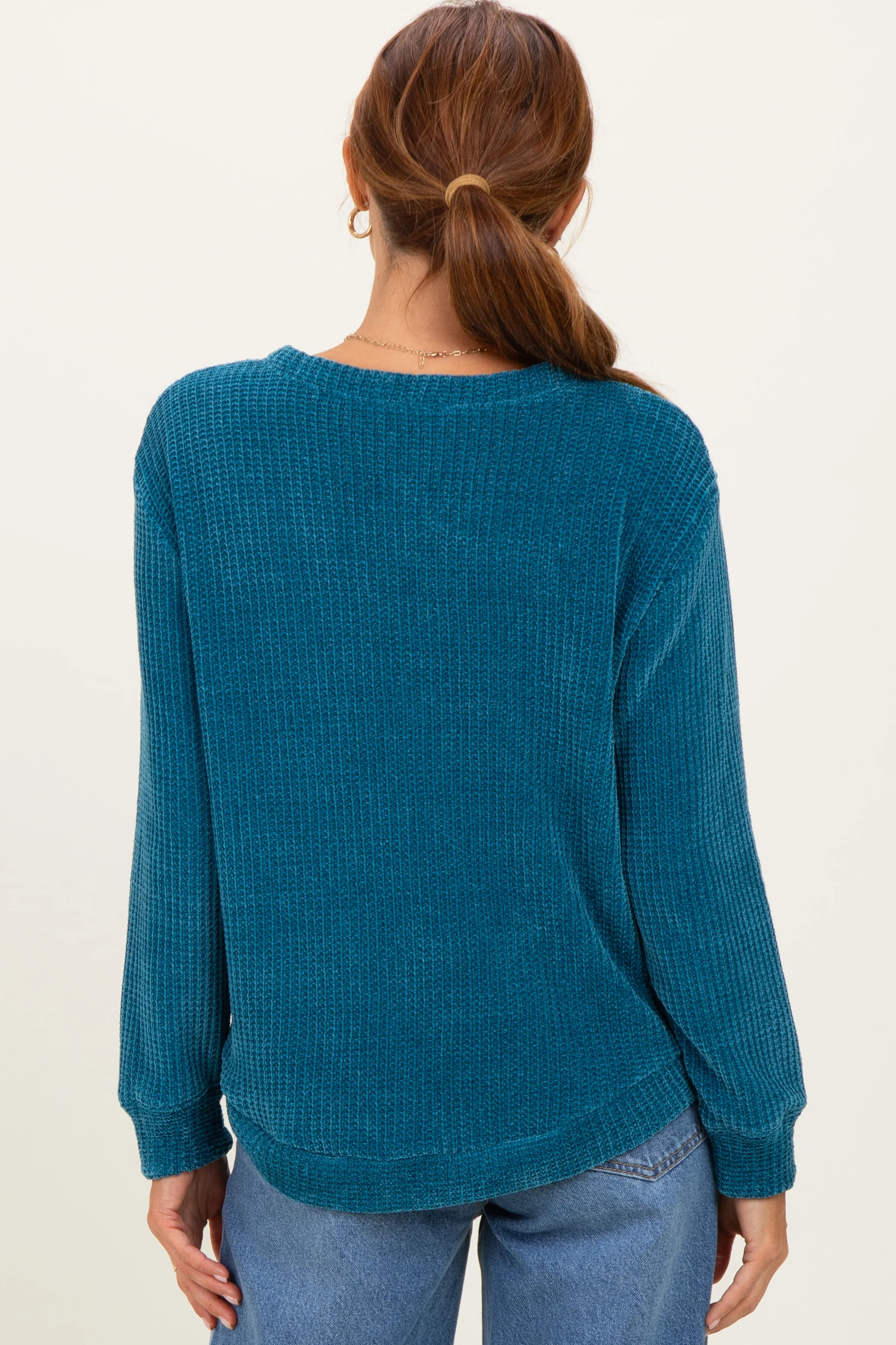 Teal Chenille Knit Sweater - Image 4