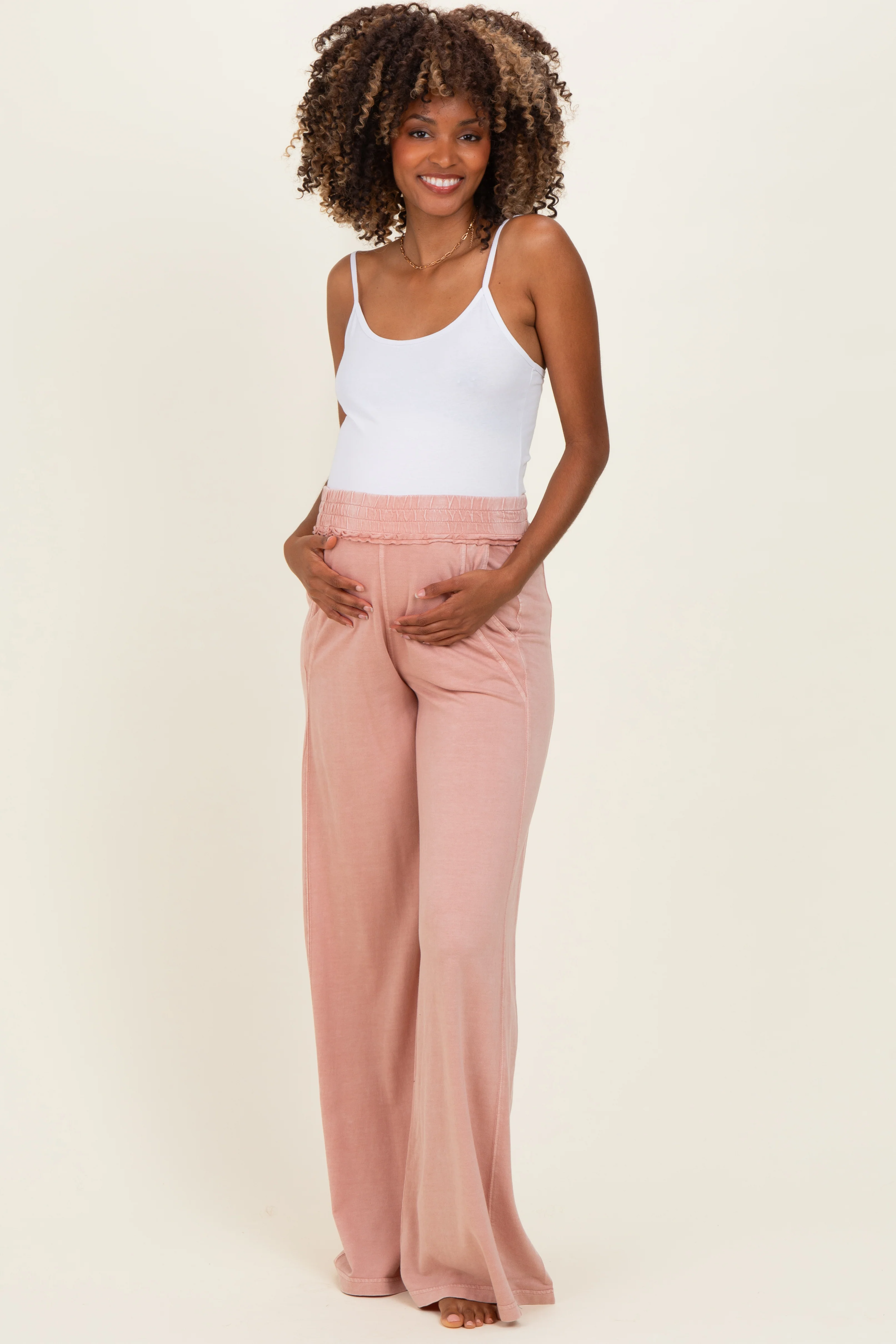 White Basic Adjustable Strap Maternity Cami - Image 4