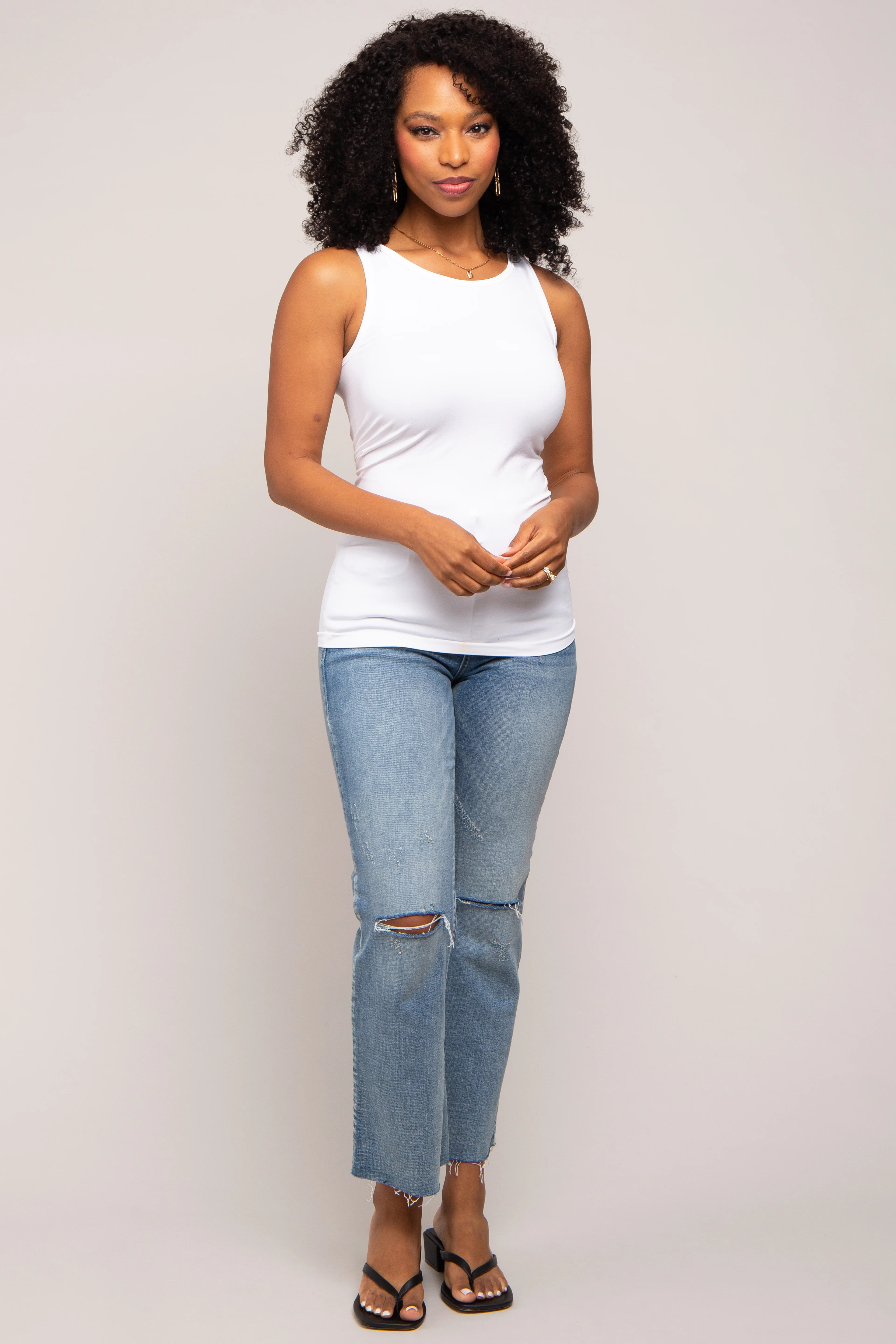 White Basic Seamless Tank - Image 4