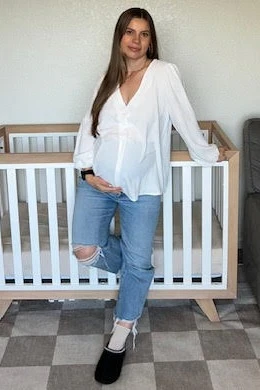 White Long Puff Sleeve Maternity Blouse Top - Image 6