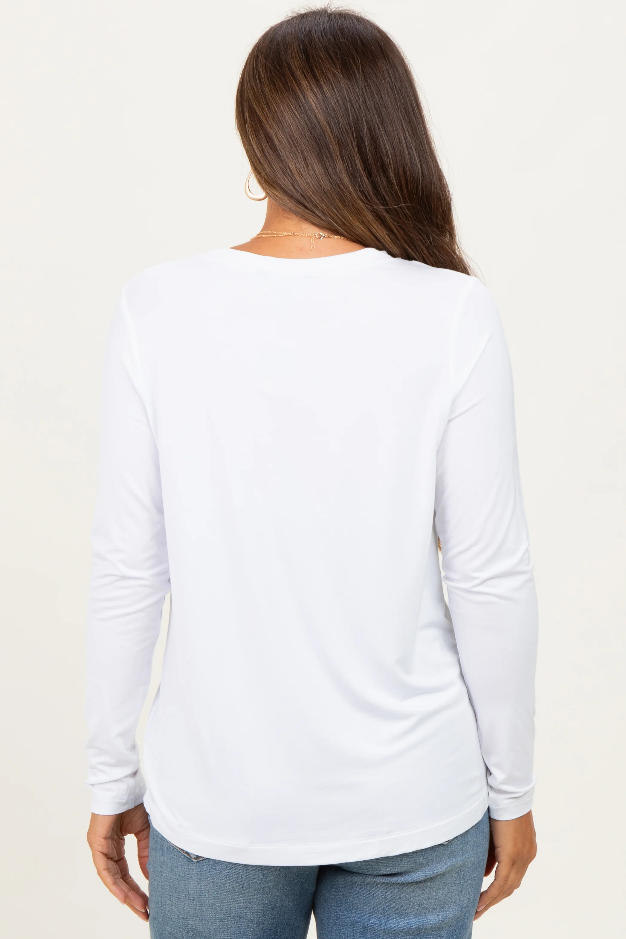 White Long Sleeve Maternity Top - Image 4