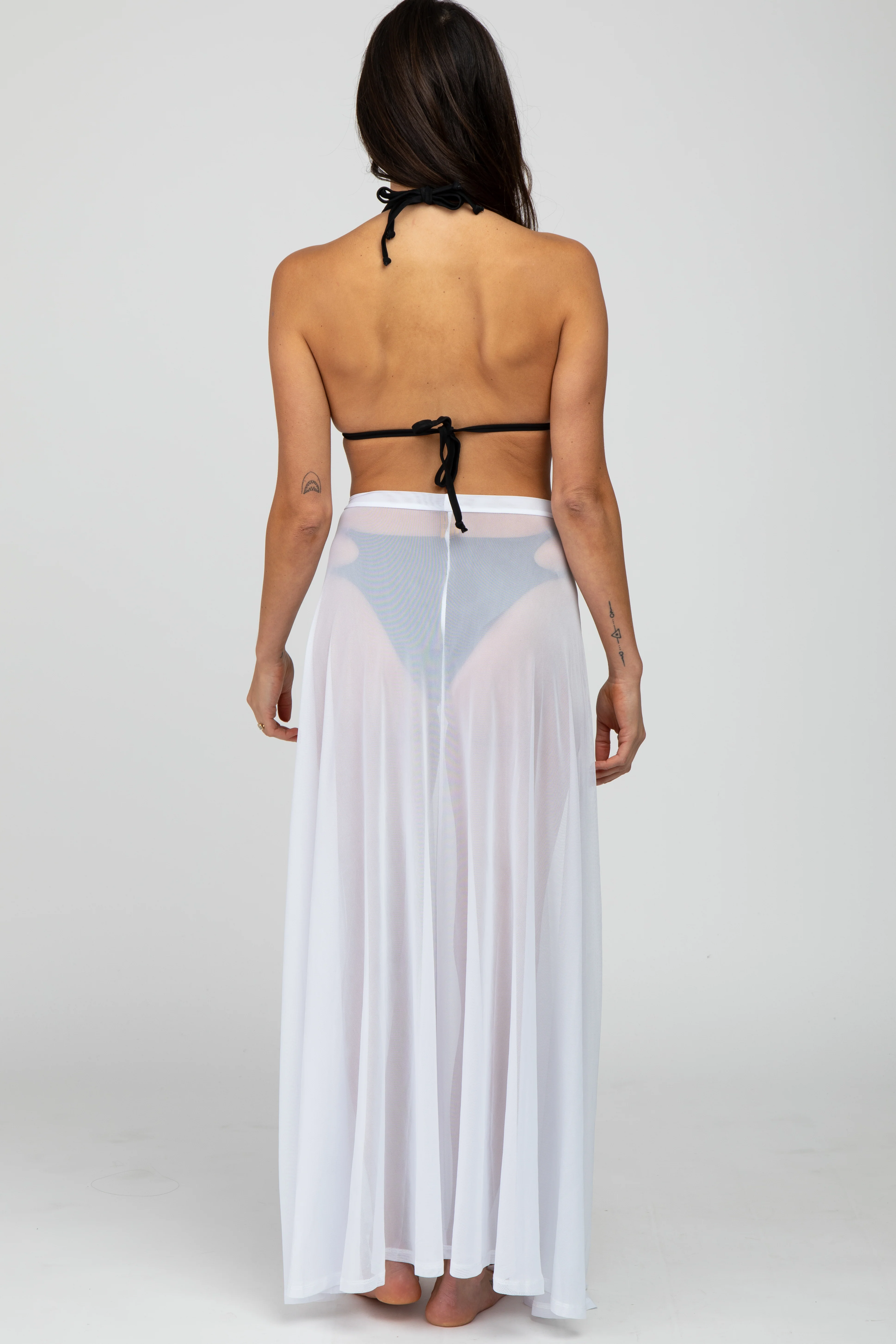White Mesh Wrap Cover Up - Image 5
