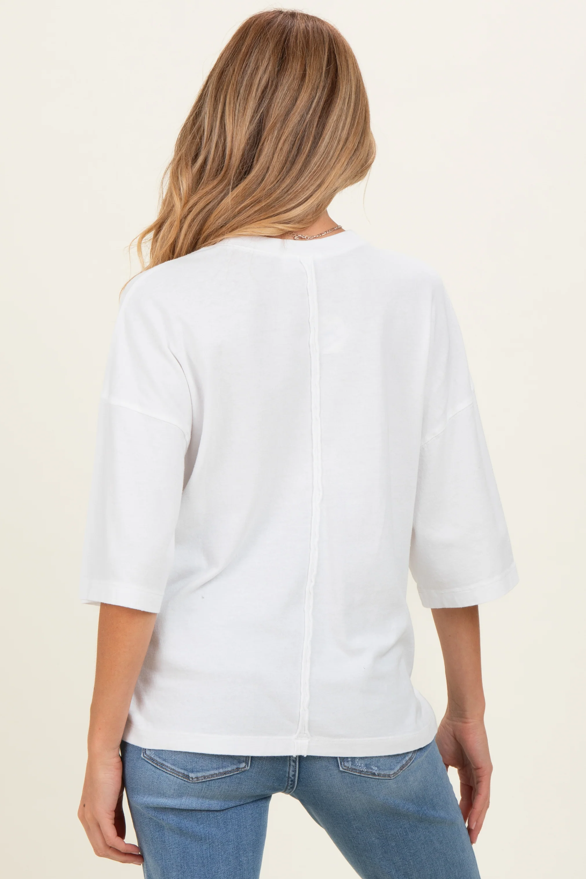 White Pigment Oversized Half-Sleeve Maternity T-Shirt - Image 3