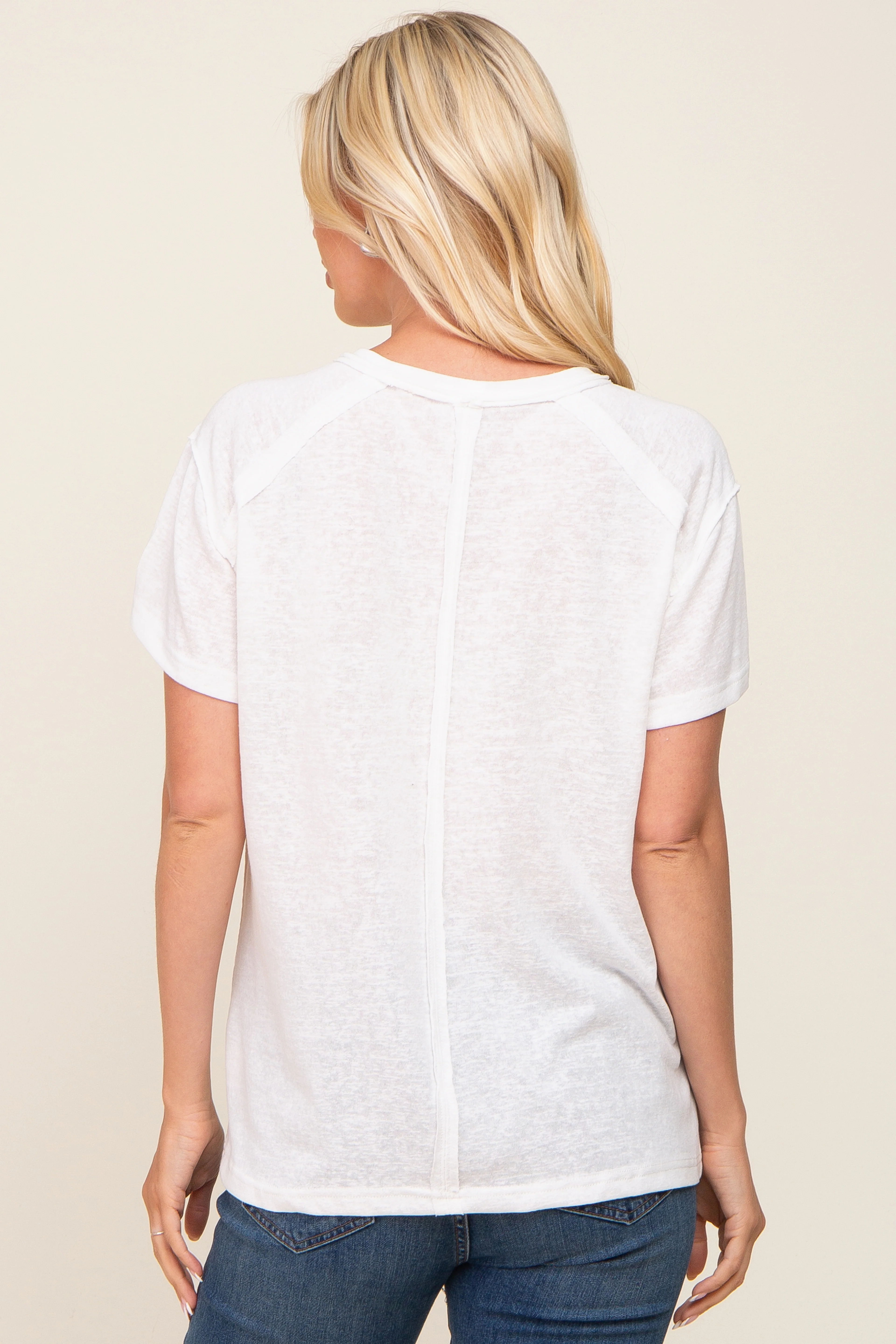 White Raw Hem Tee - Image 3